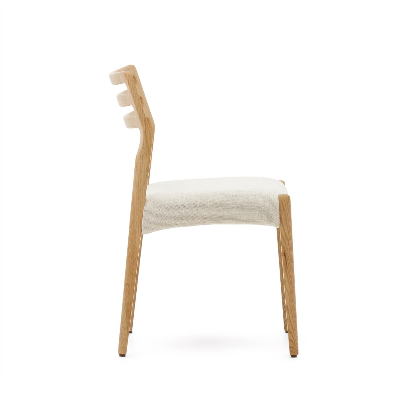 Kave Home Eetkamerstoel 'Cudia' Eikenhout en chenille, kleur Naturel