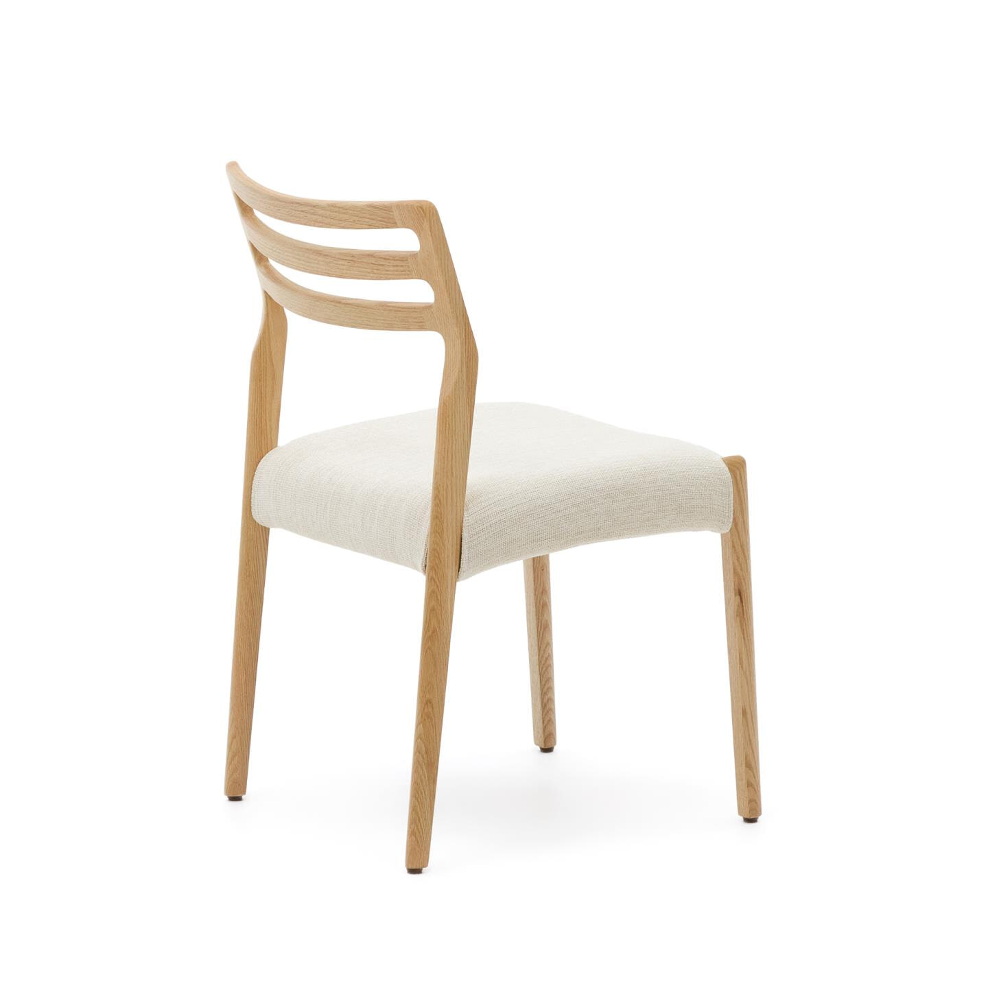 Kave Home Eetkamerstoel 'Cudia' Eikenhout en chenille, kleur Naturel
