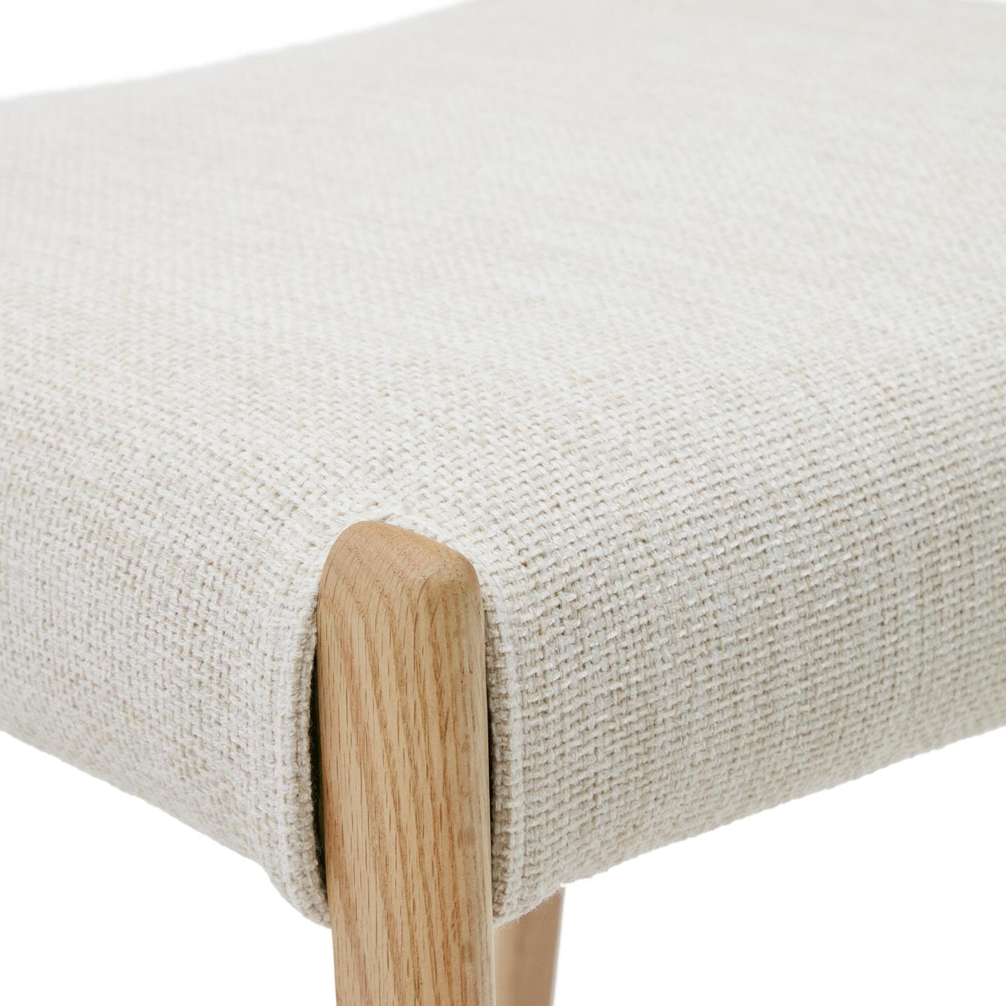 Kave Home Eetkamerstoel 'Cudia' Eikenhout en chenille, kleur Naturel