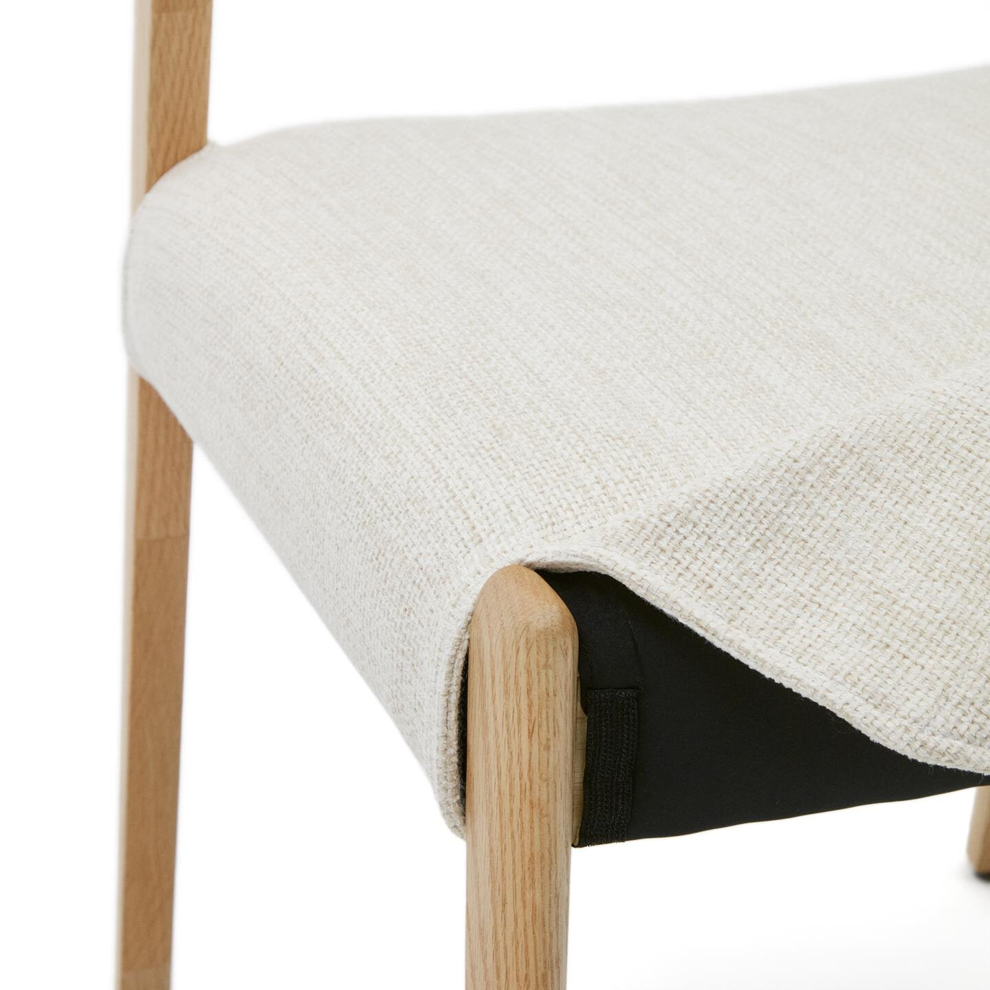 Kave Home Eetkamerstoel 'Cudia' Eikenhout en chenille, kleur Naturel