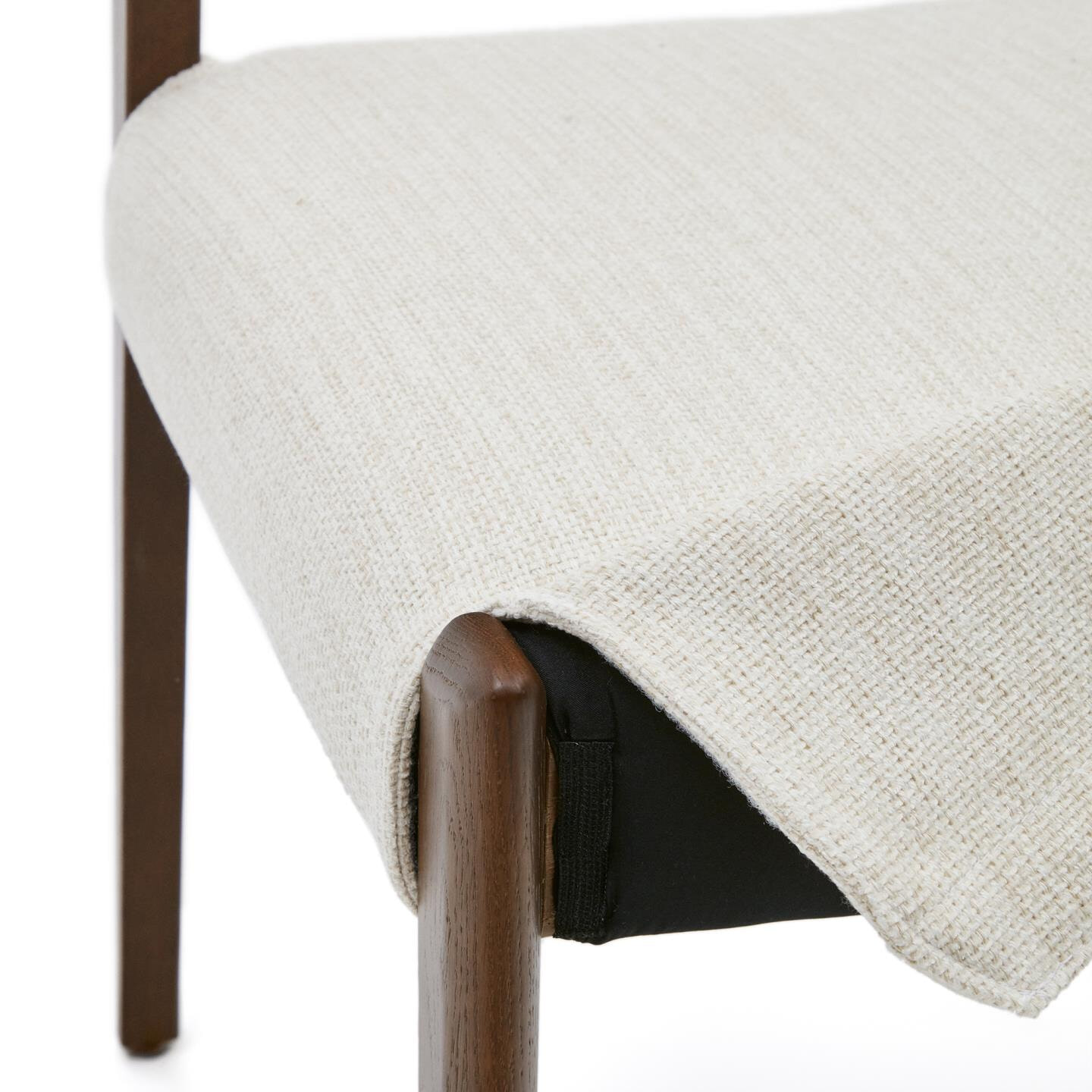 Kave Home Eetkamerstoel 'Cudia' Eikenhout en chenille, kleur Walnoot