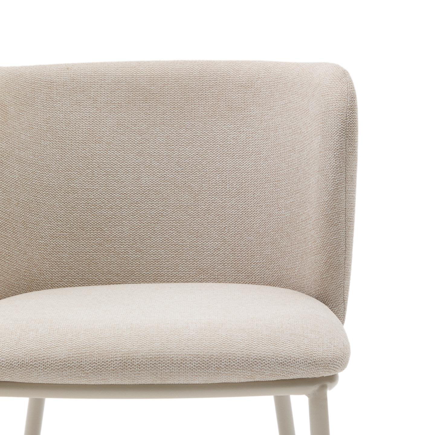 Kave Home Eetkamerstoel 'Ciselia' Chenille, kleur Beige