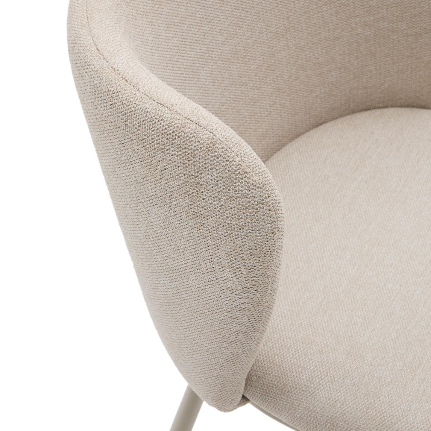 Kave Home Eetkamerstoel 'Ciselia' Chenille, kleur Beige