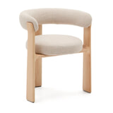 Kave Home Eetkamerstoel 'Granite' Chenille en essenhout, kleur Beige/Naturel