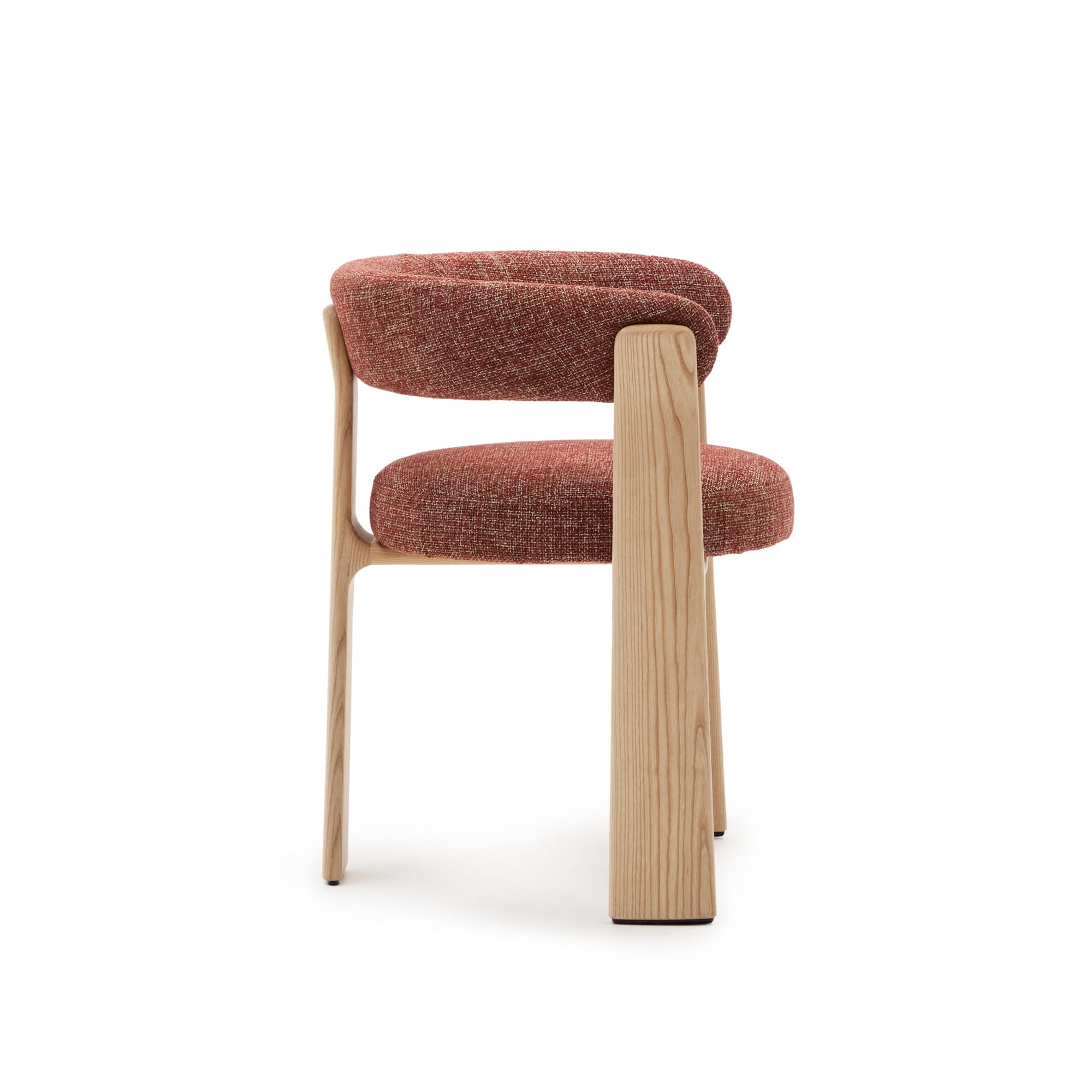 Kave Home Eetkamerstoel 'Granite' Chenille en essenhout, kleur Terracotta/Naturel