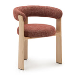 Kave Home Eetkamerstoel 'Granite' Chenille en essenhout, kleur Terracotta/Naturel