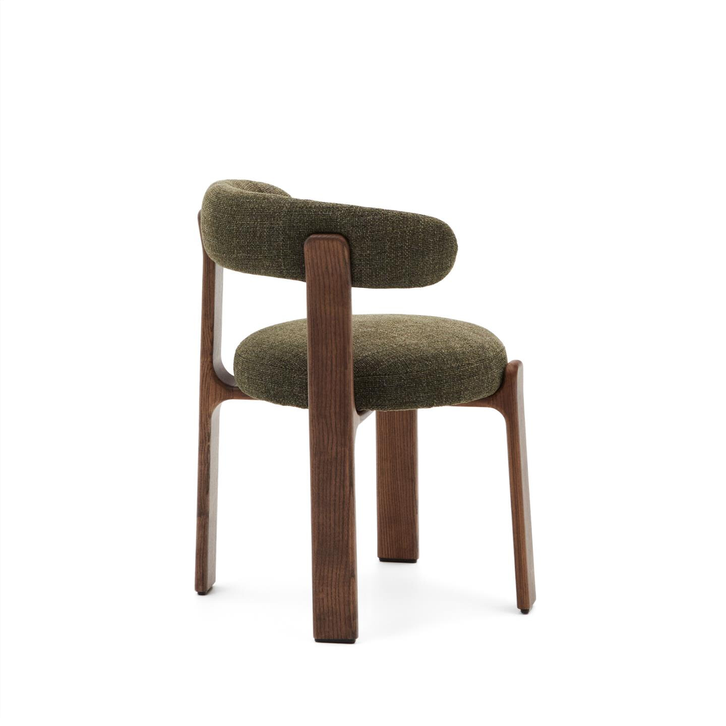 Kave Home Eetkamerstoel 'Granite' Chenille en essenhout, kleur Groen/Bruin