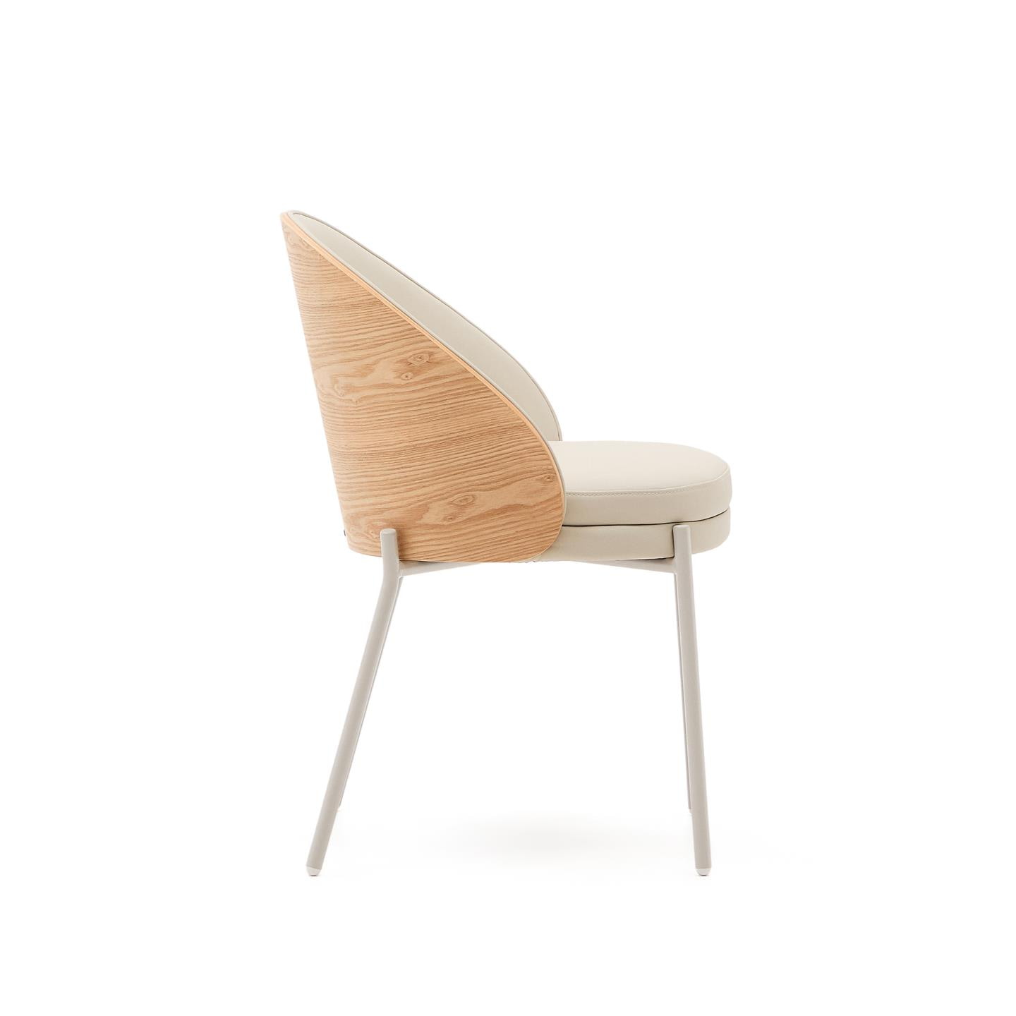 Kave Home Eetkamerstoel 'Eamy' Lederlook, kleur Beige