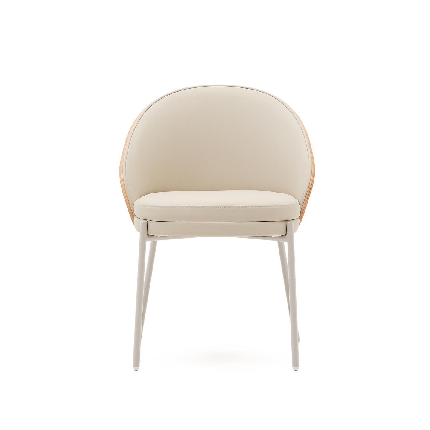Kave Home Eetkamerstoel 'Eamy' Lederlook, kleur Beige