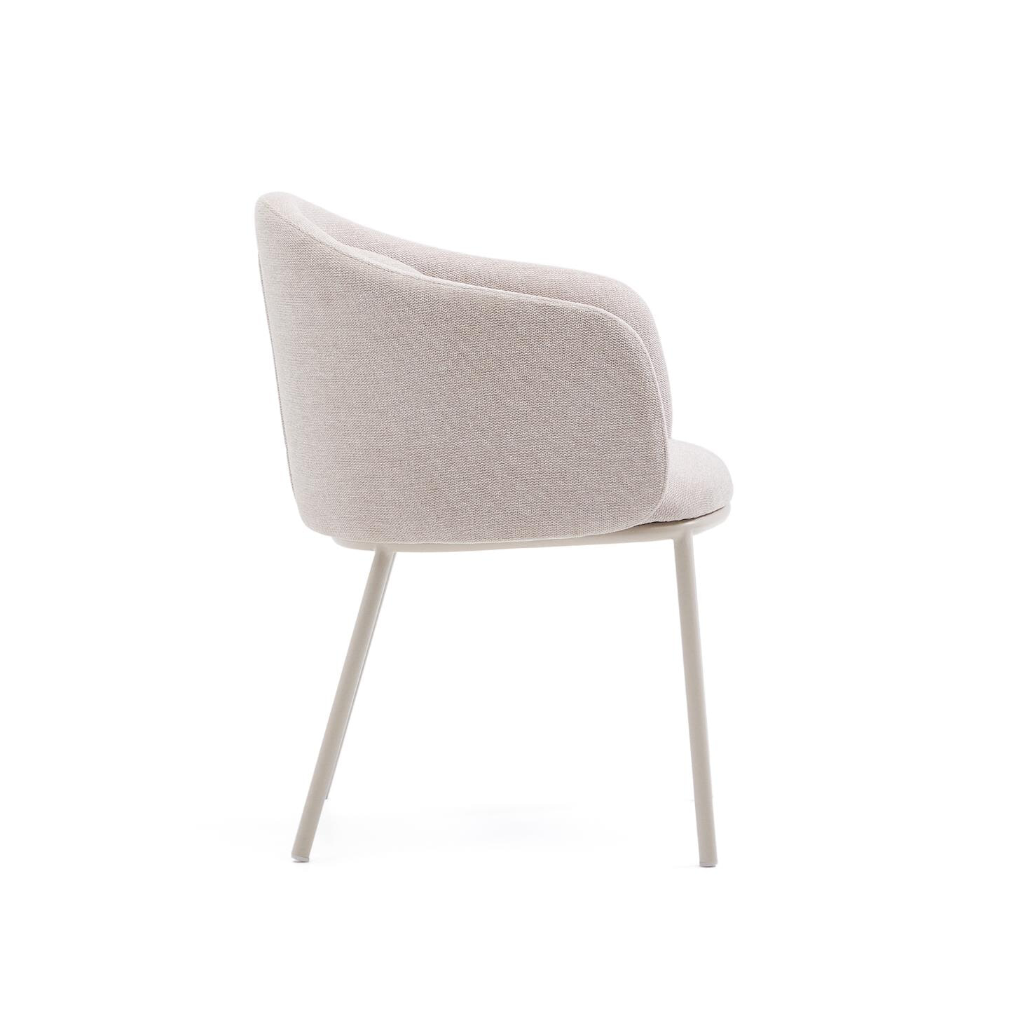 Kave Home Eetkamerstoel 'Minda' Chenille, kleur Beige