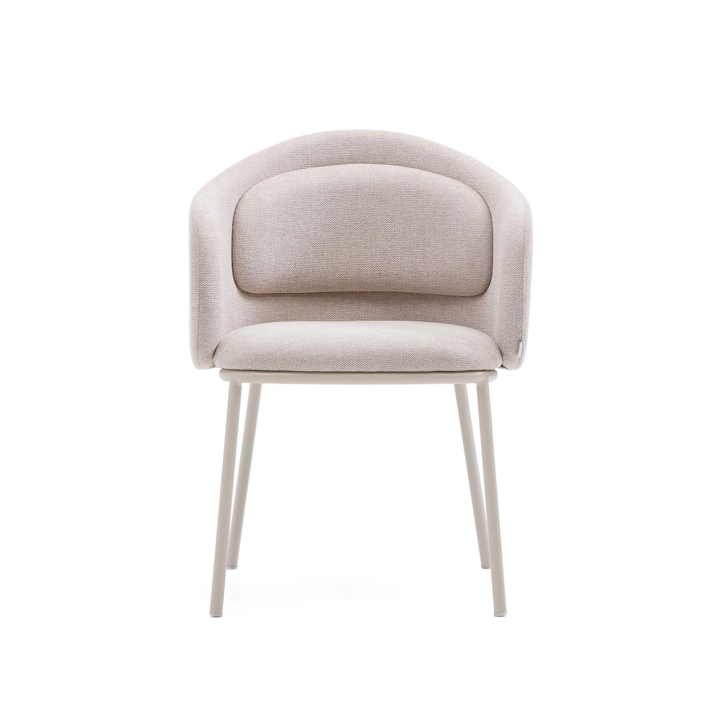 Kave Home Eetkamerstoel 'Minda' Chenille, kleur Beige