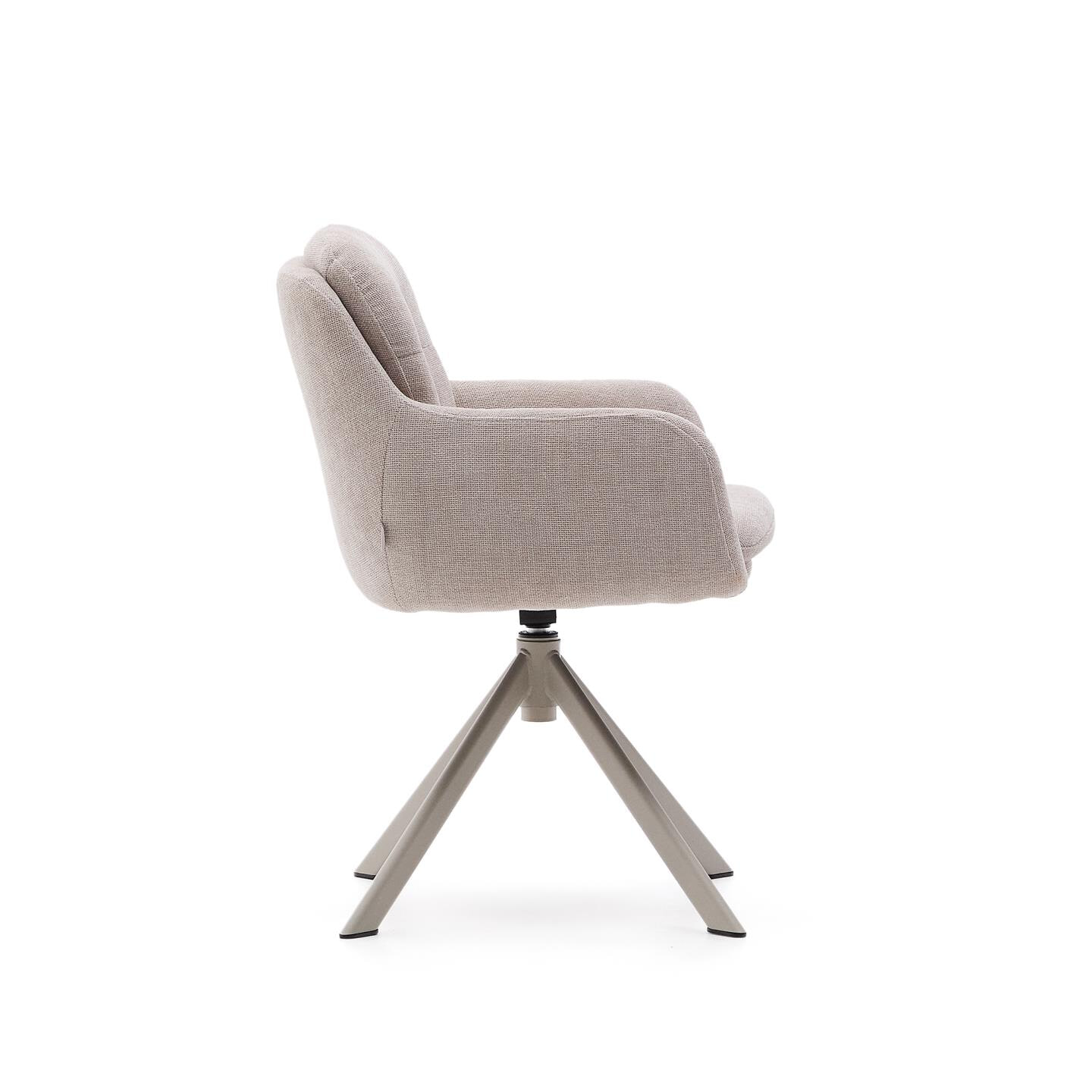 Kave Home Draaibare Eetkamerstoel 'Lexa' Chenille, kleur Beige