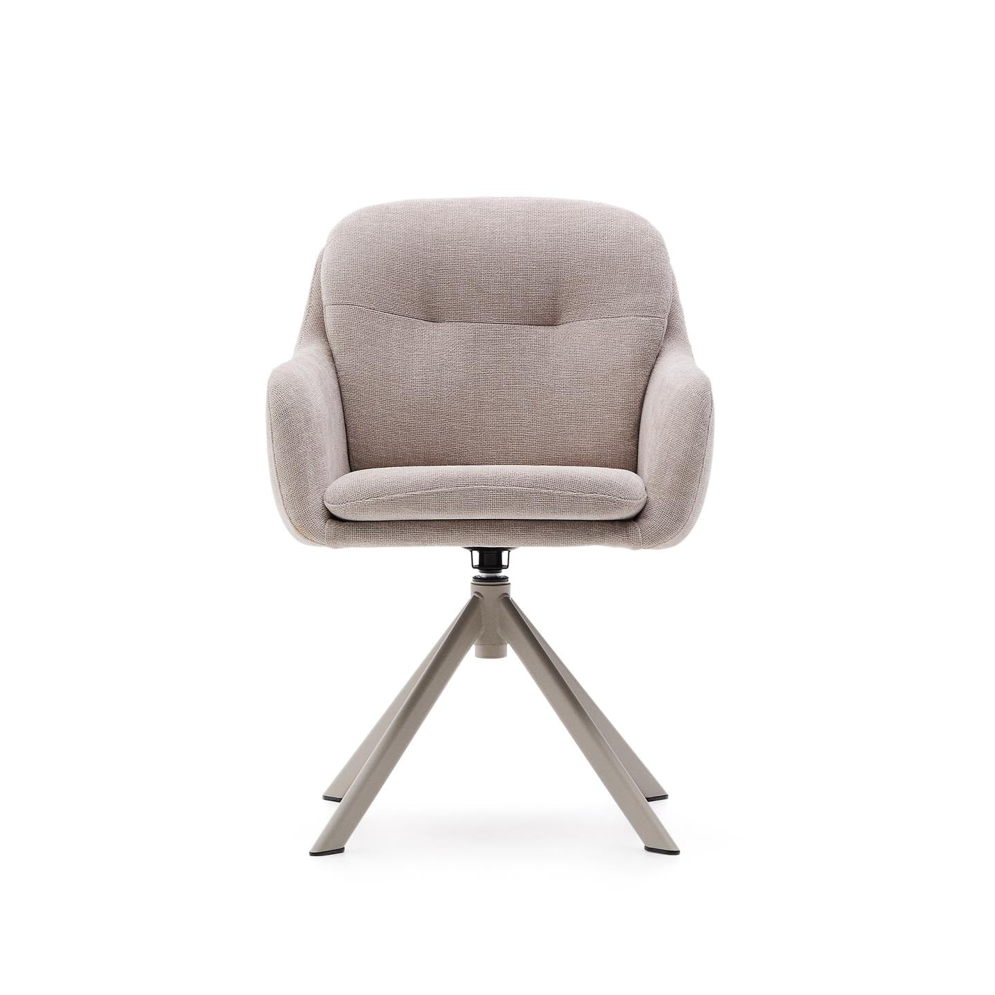 Kave Home Draaibare Eetkamerstoel 'Lexa' Chenille, kleur Beige