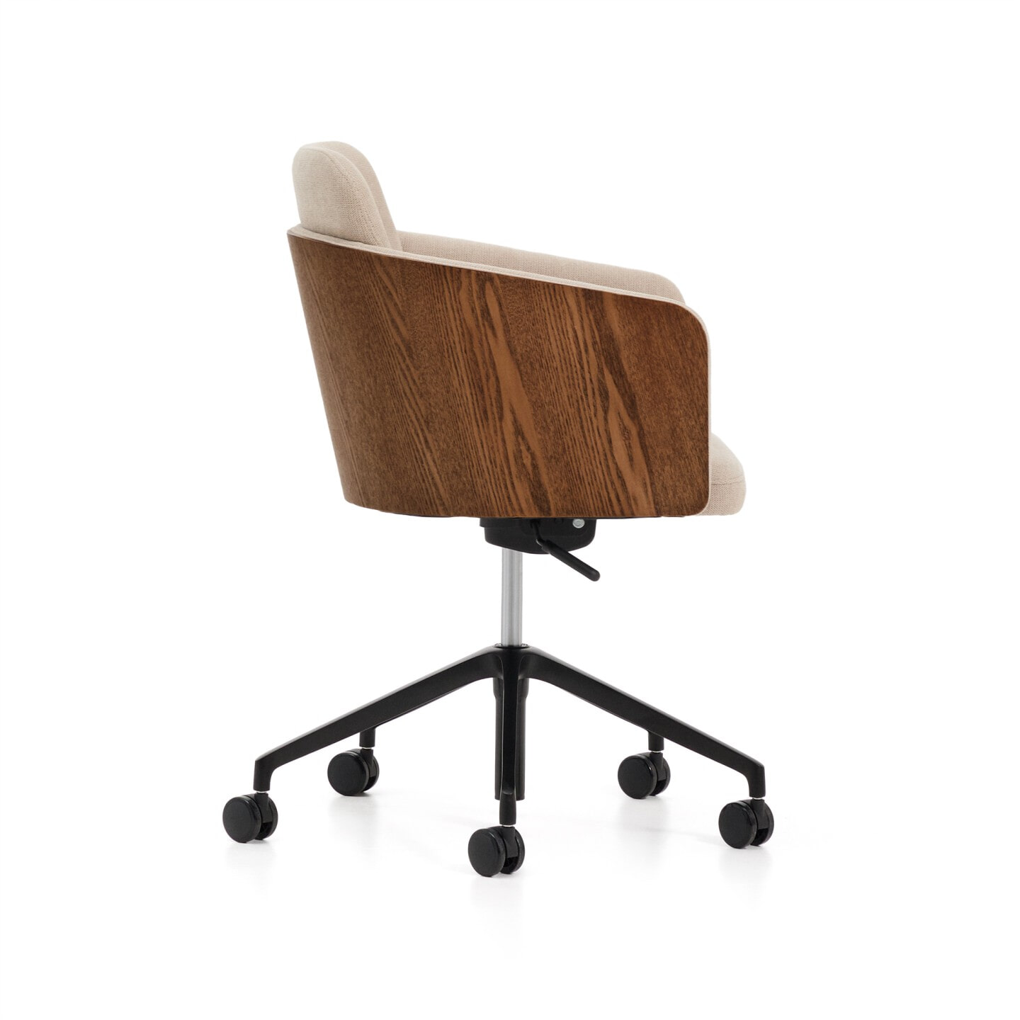 Kave Home Bureaustoel 'Madai' Chenille en essen, kleur Bruin