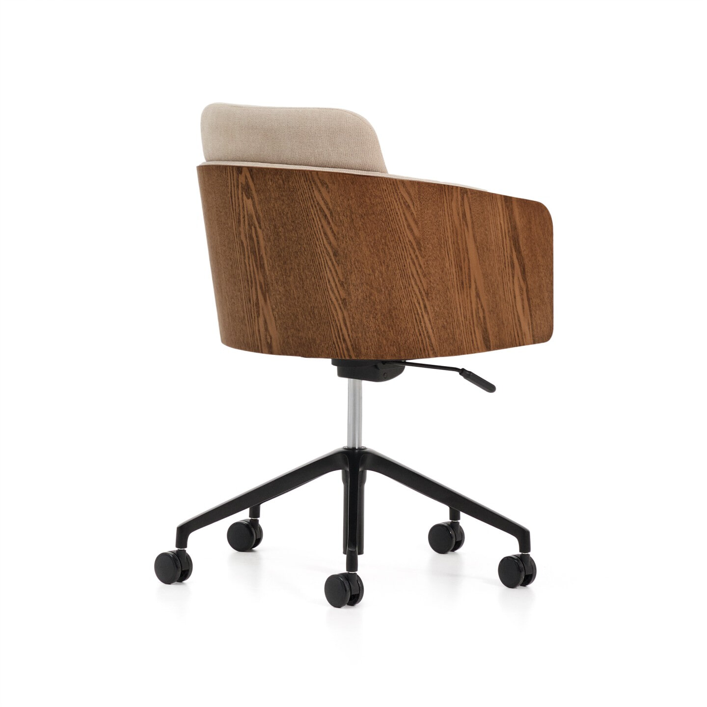 Kave Home Bureaustoel 'Madai' Chenille en essen, kleur Bruin