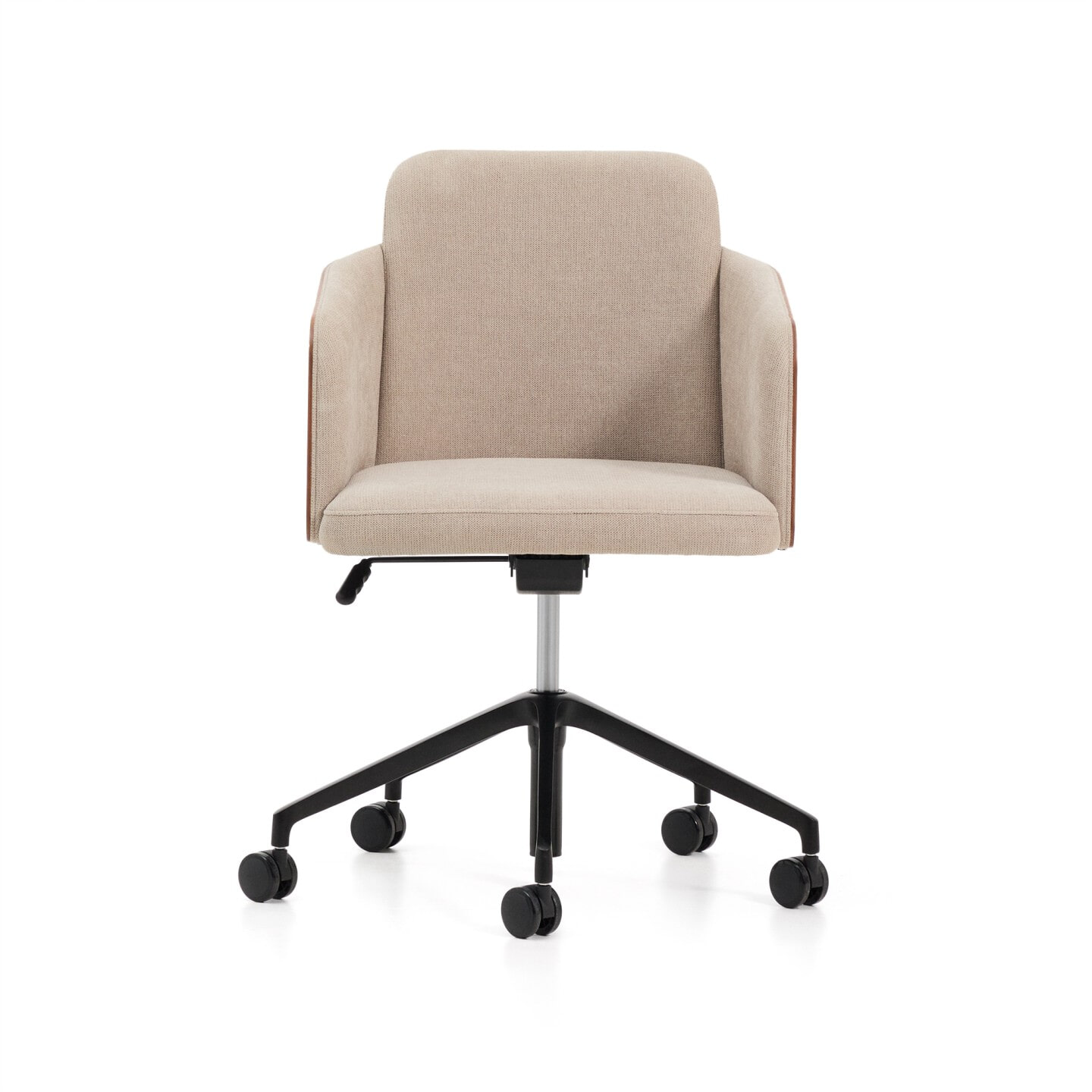 Kave Home Bureaustoel 'Madai' Chenille en essen, kleur Bruin