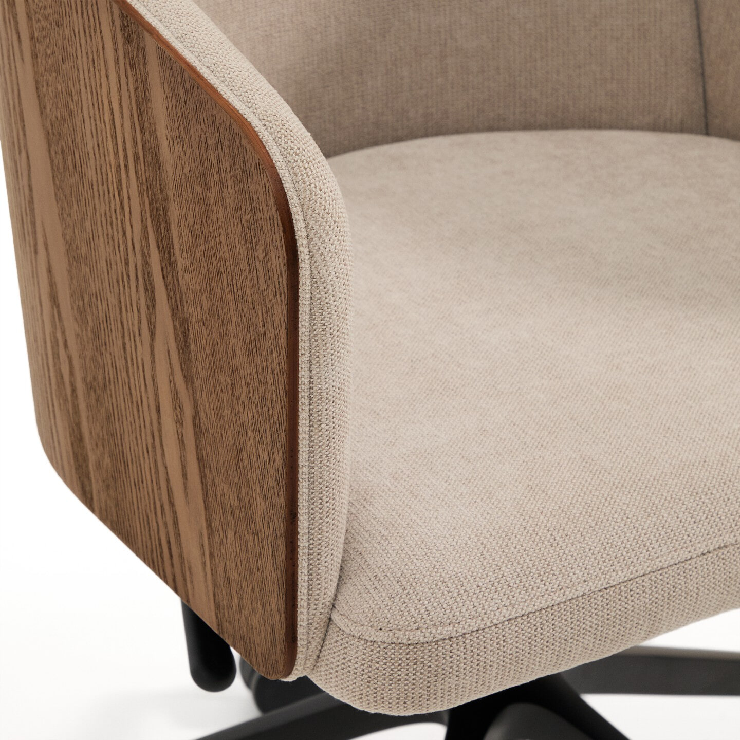 Kave Home Bureaustoel 'Madai' Chenille en essen, kleur Bruin