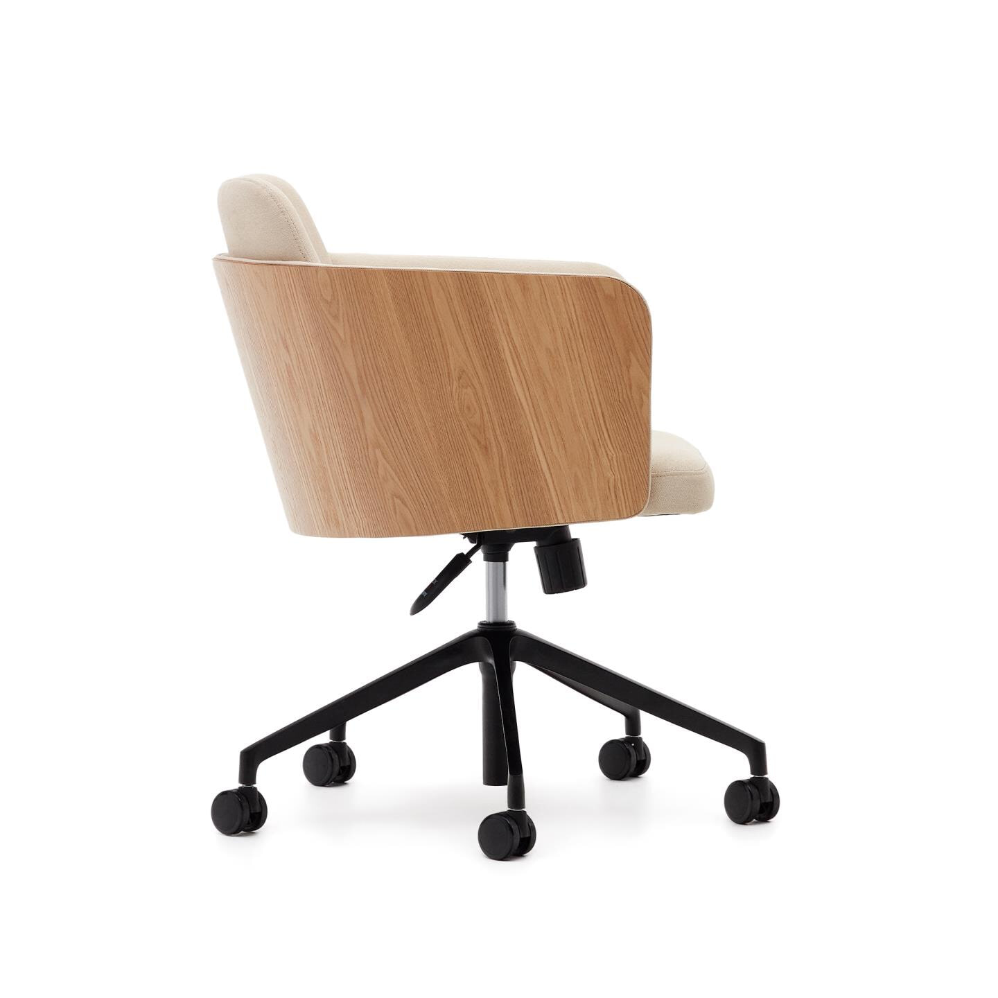 Kave Home Bureaustoel 'Madai' Chenille en essen, kleur Beige
