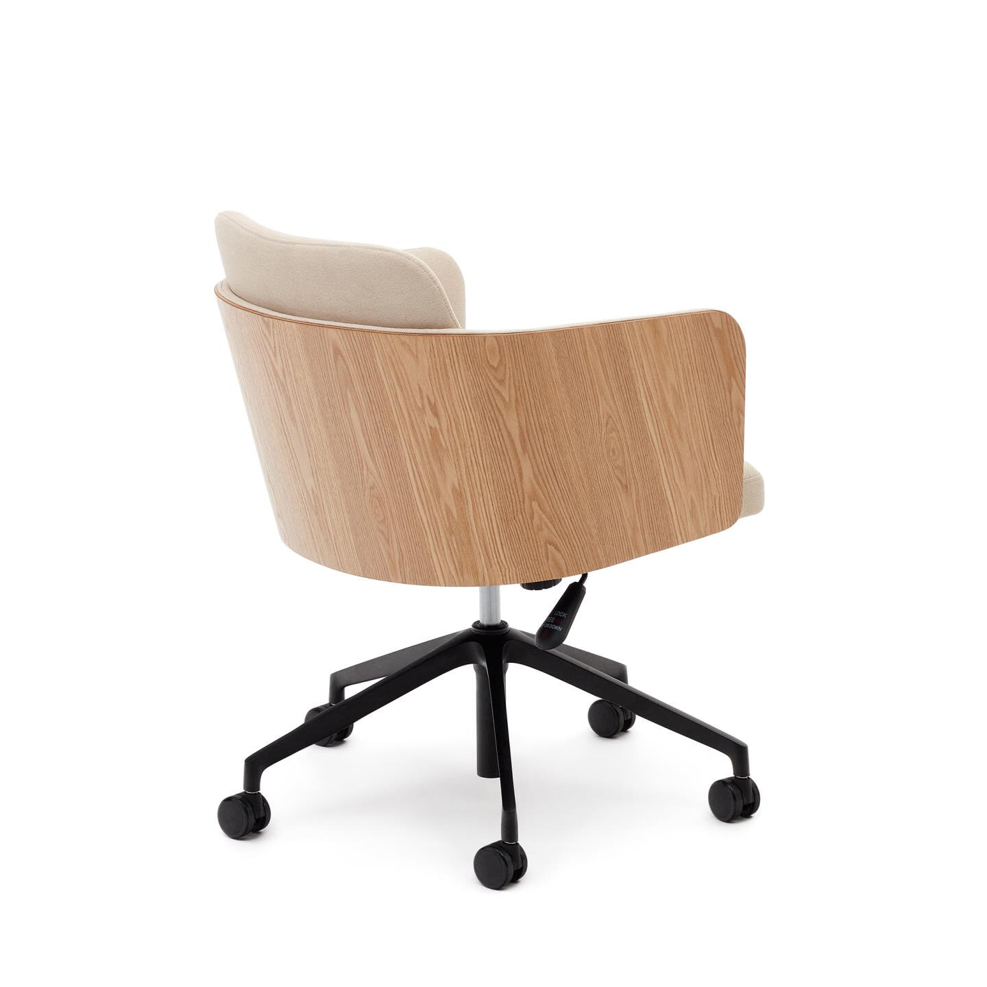 Kave Home Bureaustoel 'Madai' Chenille en essen, kleur Beige