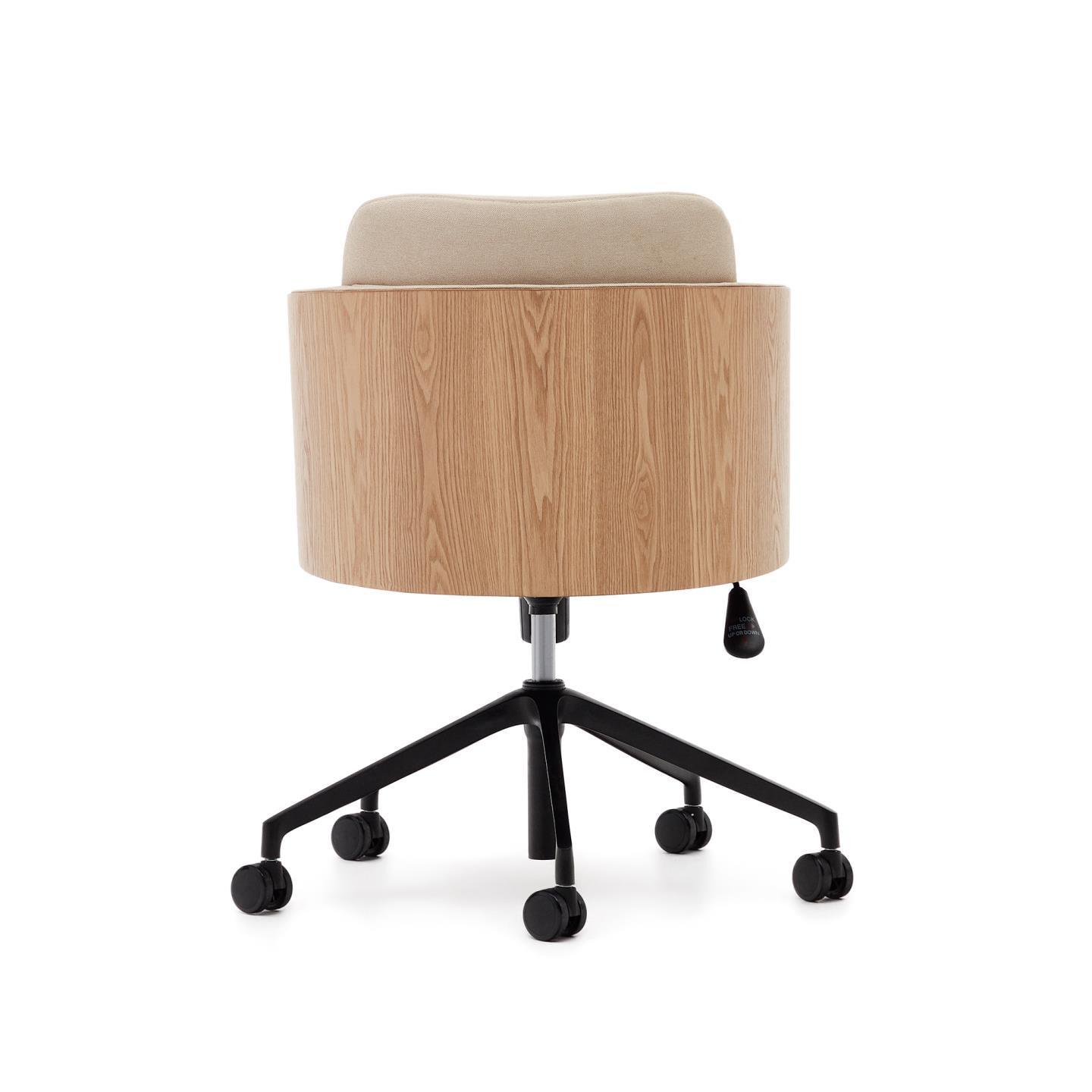 Kave Home Bureaustoel 'Madai' Chenille en essen, kleur Beige