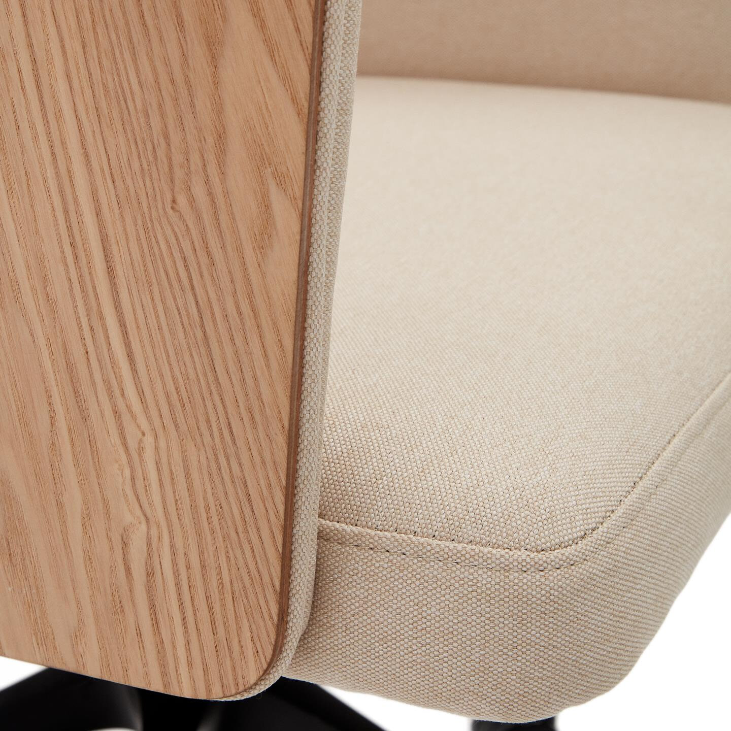 Kave Home Bureaustoel 'Madai' Chenille en essen, kleur Beige