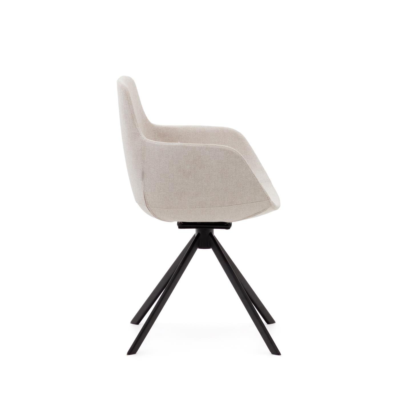 Kave Home Draaibare Eetkamerstoel 'Tissiana' Chenille, kleur Beige