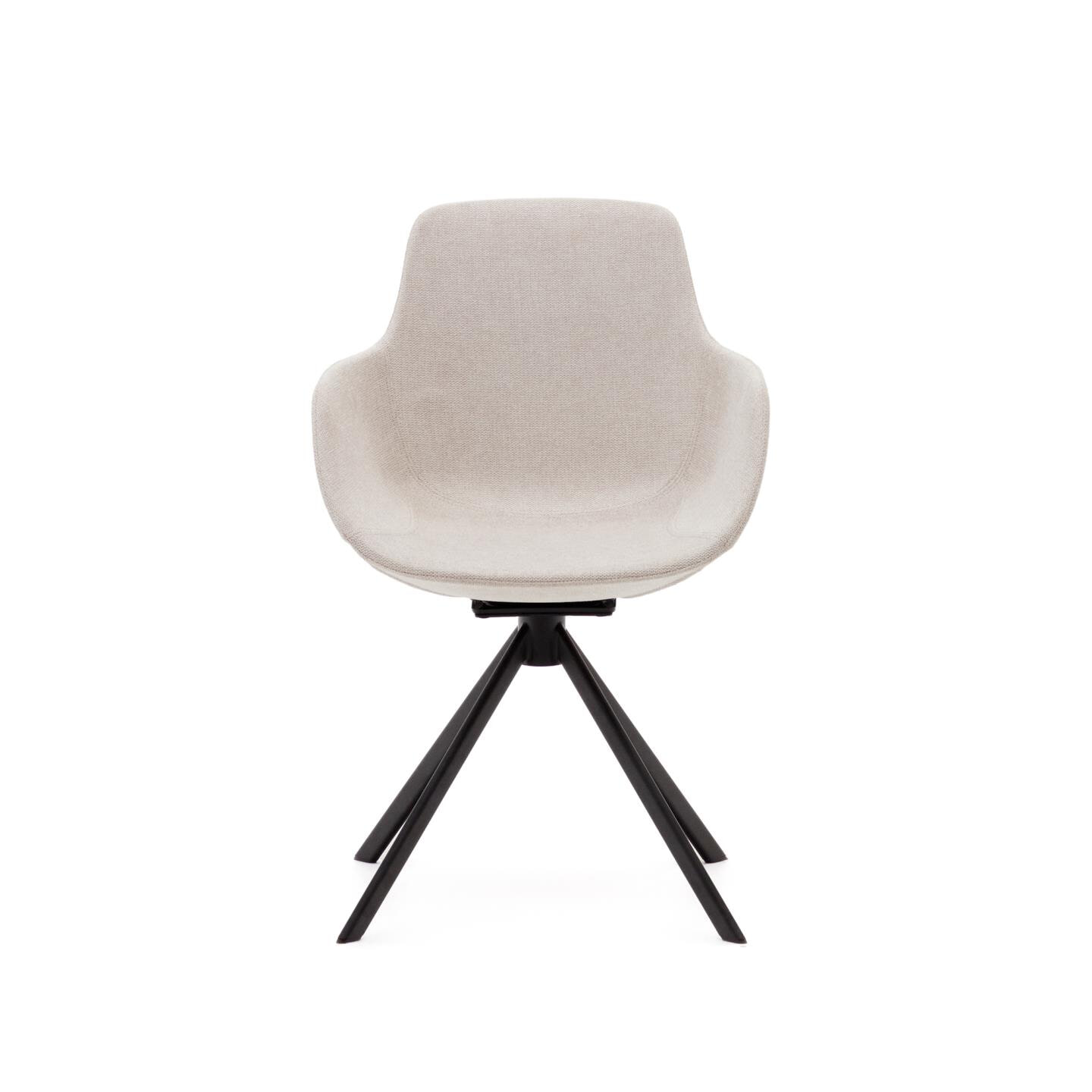Kave Home Draaibare Eetkamerstoel 'Tissiana' Chenille, kleur Beige