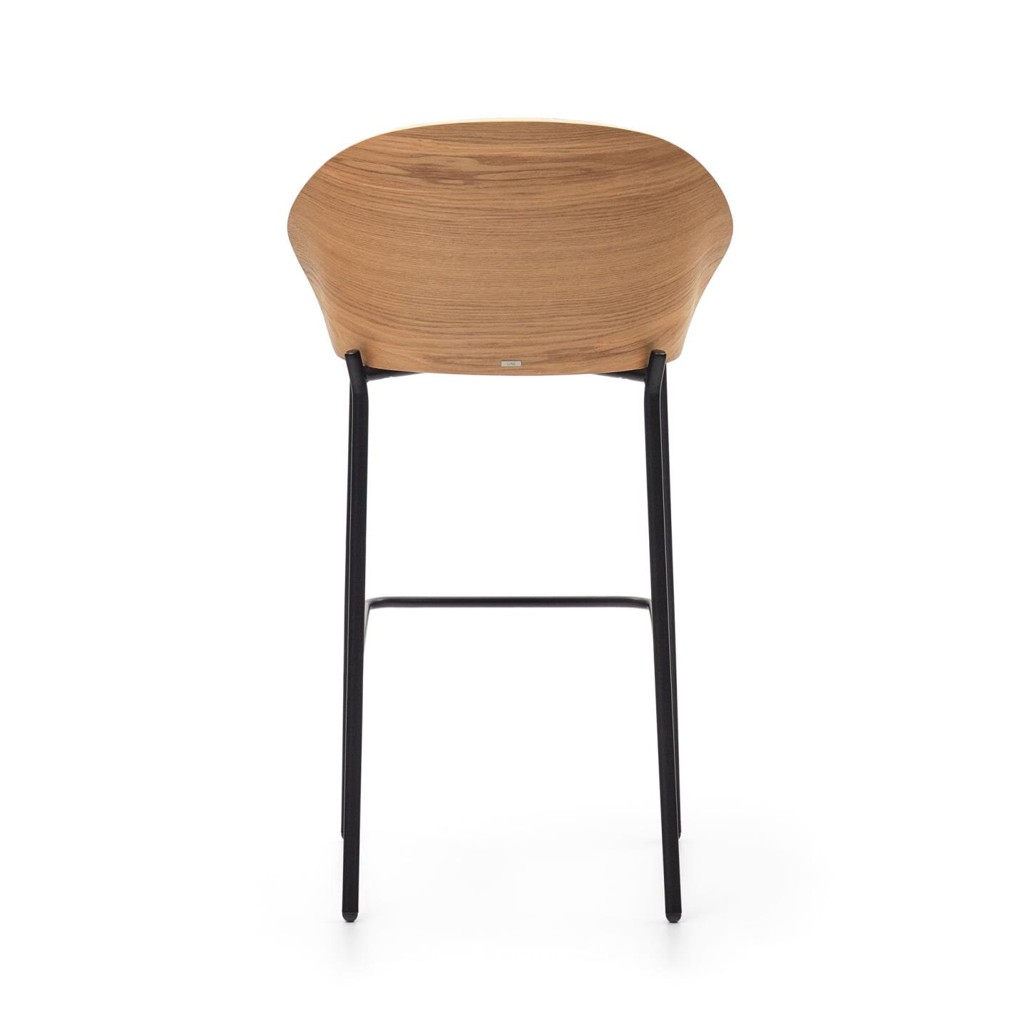 Kave Home Barkruk 'Eamy' Essenhout, kleur Lichtgrijs/Naturel (zithoogte 77cm)