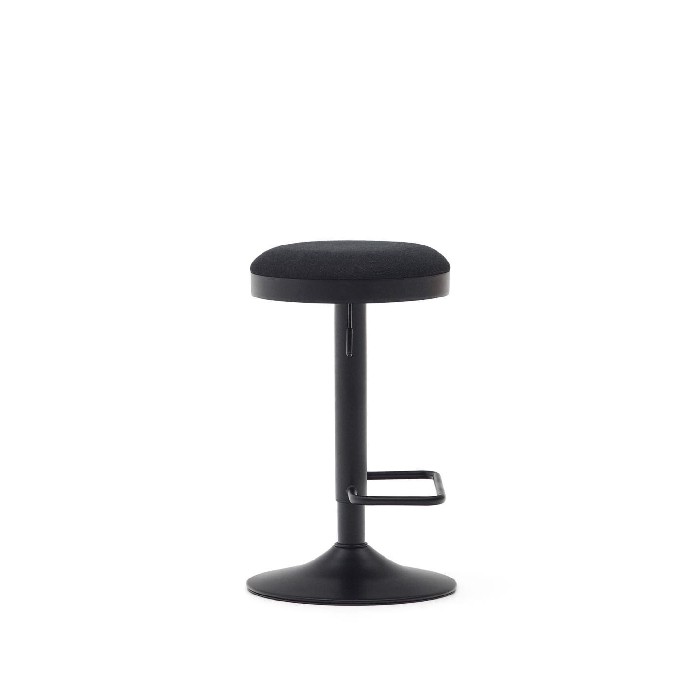 Kave Home Barkruk 'Zaib' Chenille, kleur Zwart