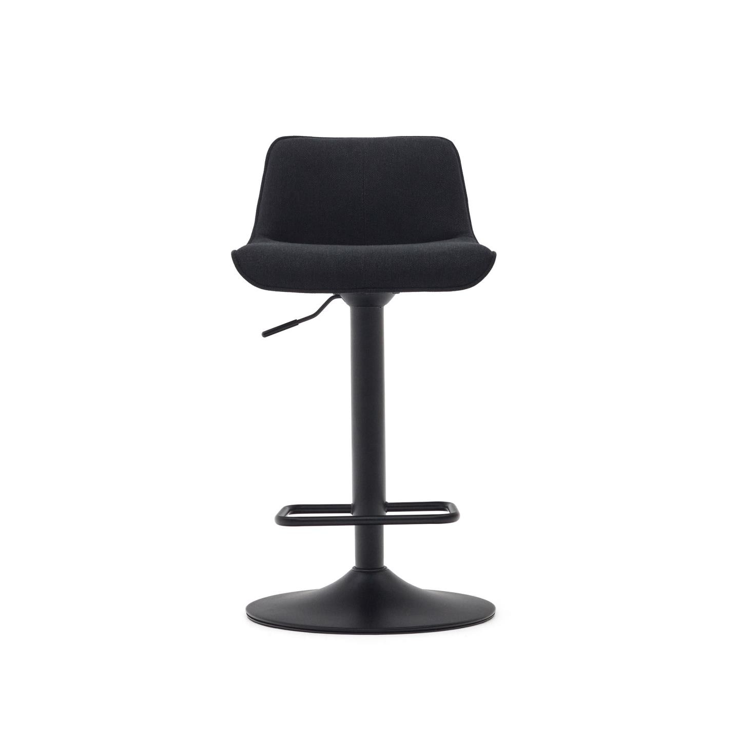 Kave Home Barkruk 'Zend' Chenille, kleur Zwart