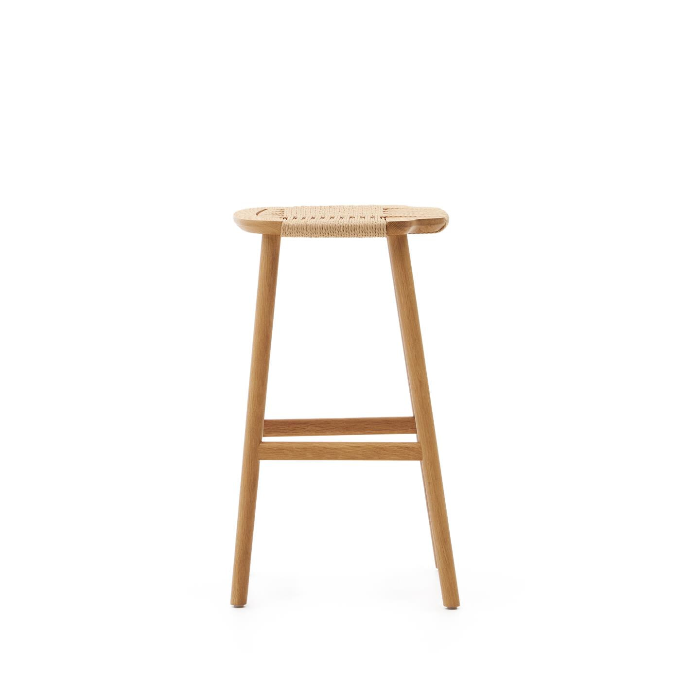 Kave Home Barkruk 'Enit' Eikenhout, kleur Naturel (zithoogte 65cm)