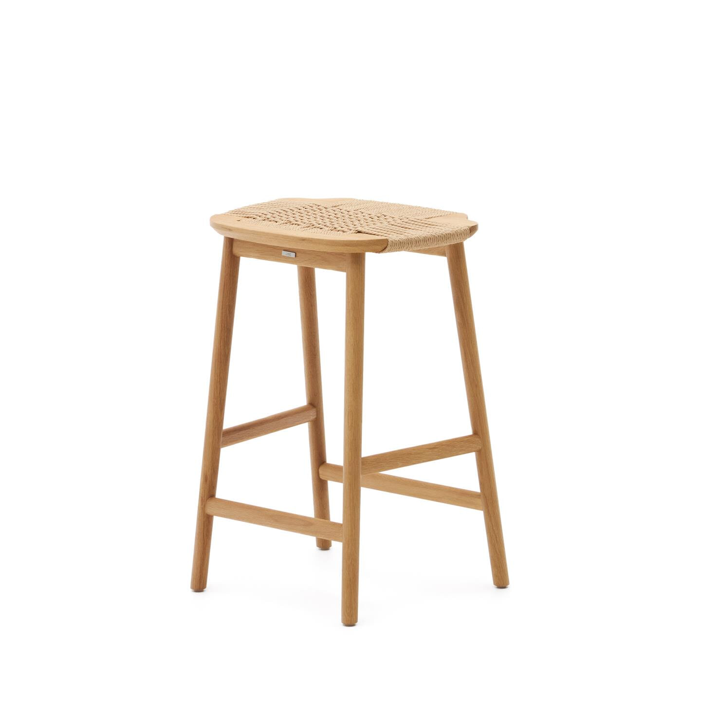 Kave Home Barkruk 'Enit' Eikenhout, kleur Naturel (zithoogte 65cm)