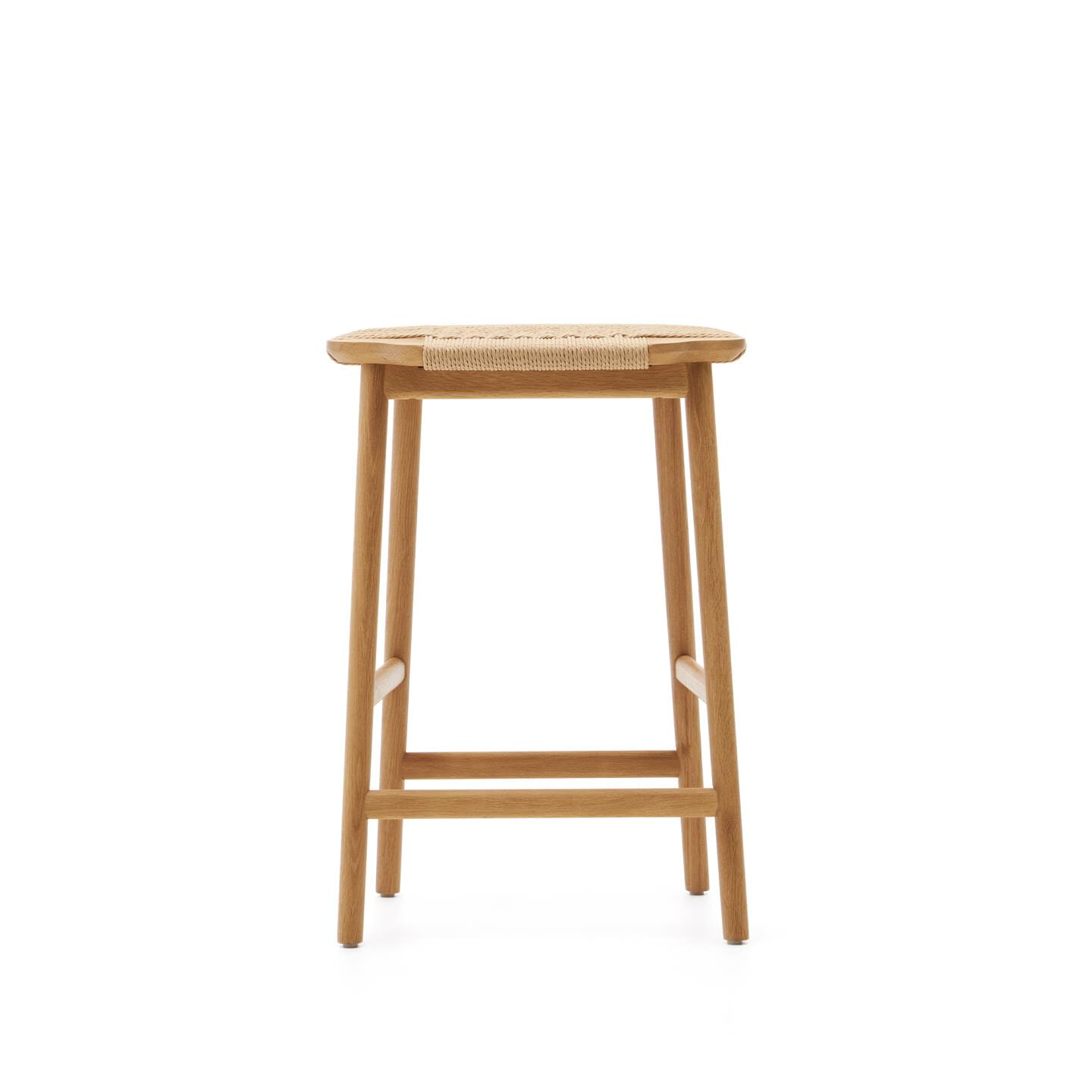 Kave Home Barkruk 'Enit' Eikenhout, kleur Naturel (zithoogte 65cm)