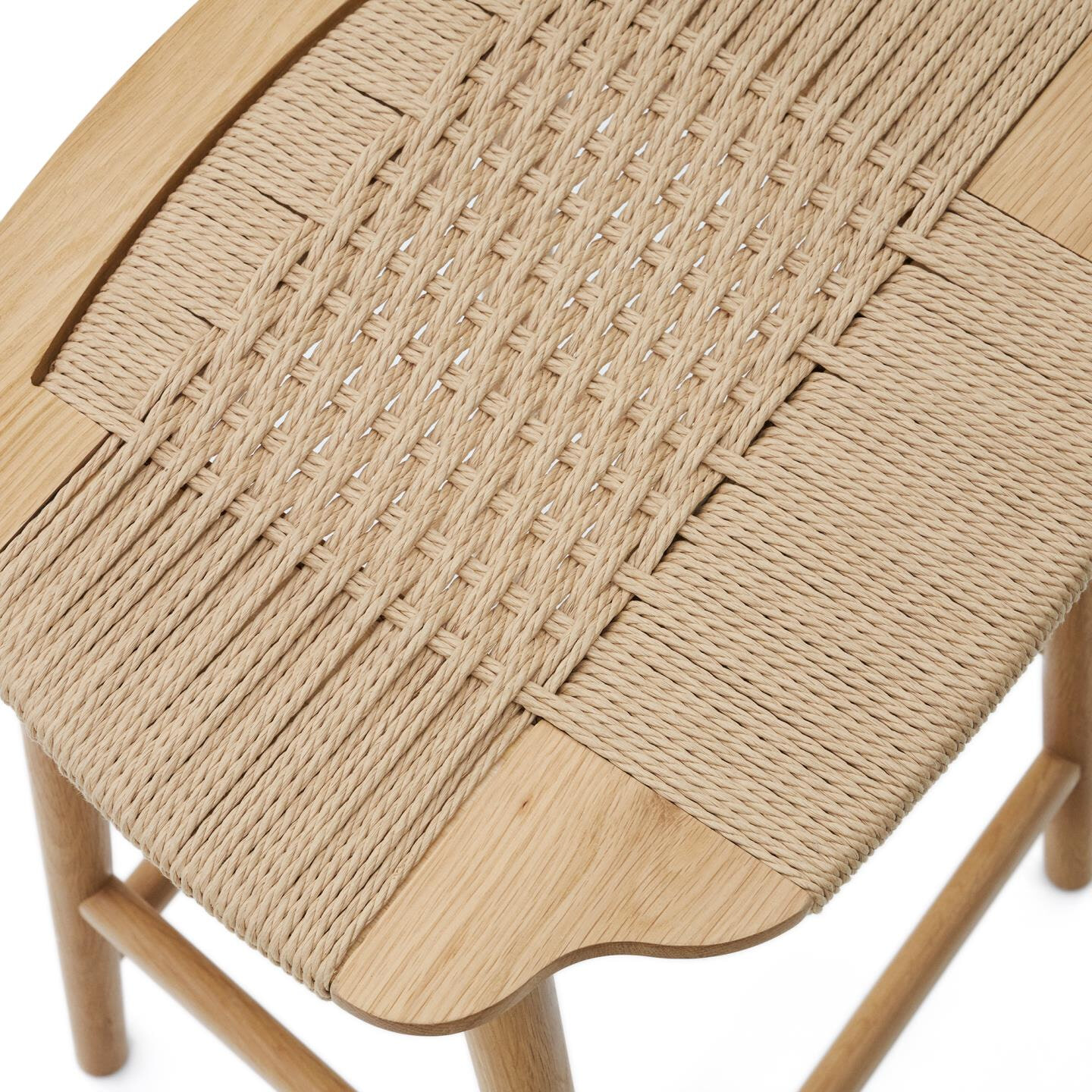 Kave Home Barkruk 'Enit' Eikenhout, kleur Naturel (zithoogte 65cm)