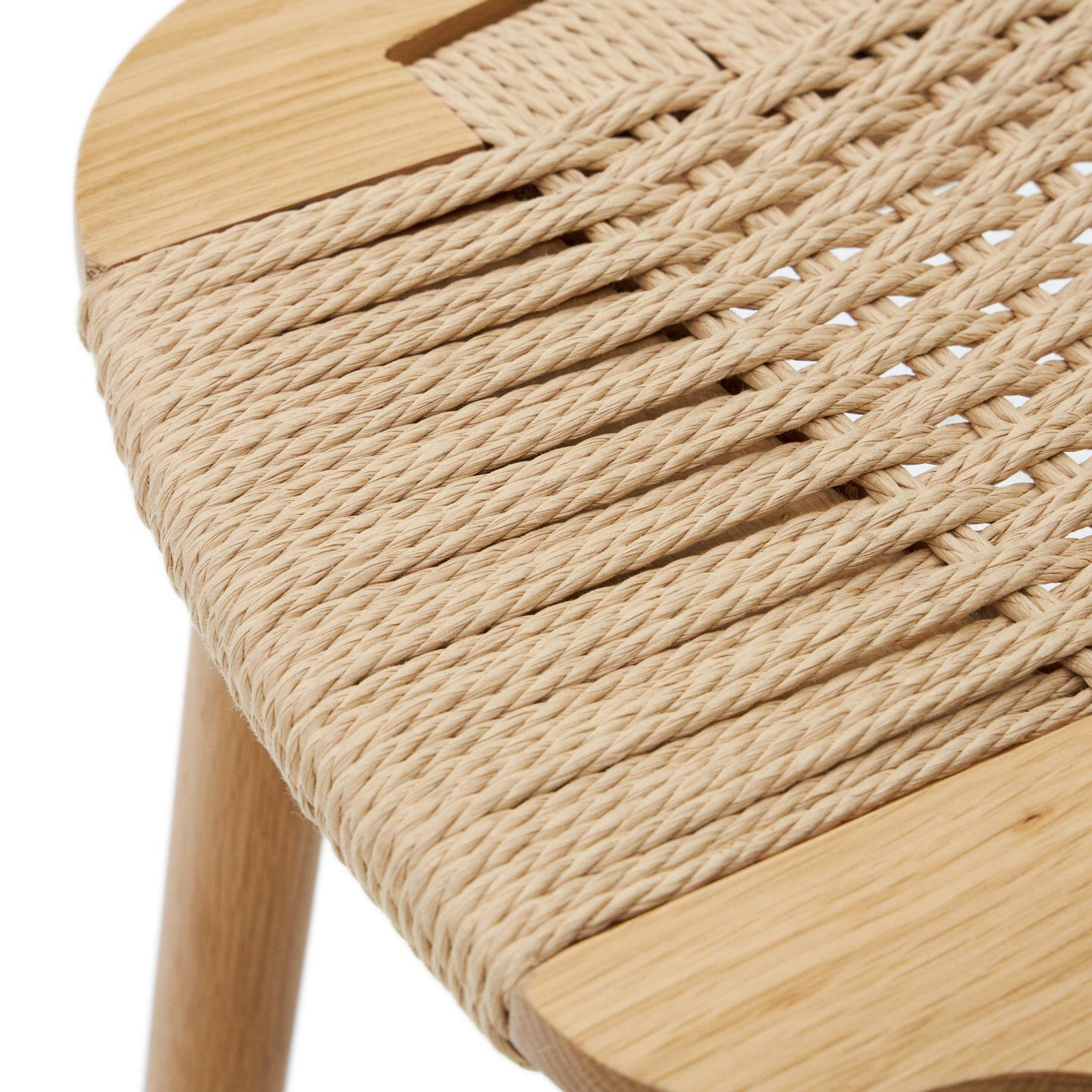 Kave Home Barkruk 'Enit' Eikenhout, kleur Naturel (zithoogte 65cm)