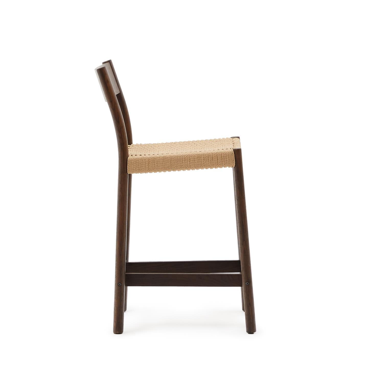Kave Home Barkruk 'Yalia' Eikenhout, kleur Walnoot (zithoogte 65cm)
