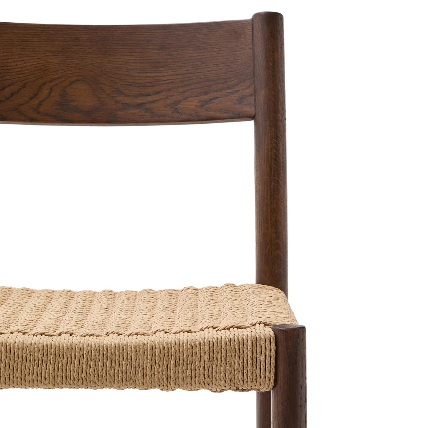 Kave Home Barkruk 'Yalia' Eikenhout, kleur Walnoot (zithoogte 65cm)