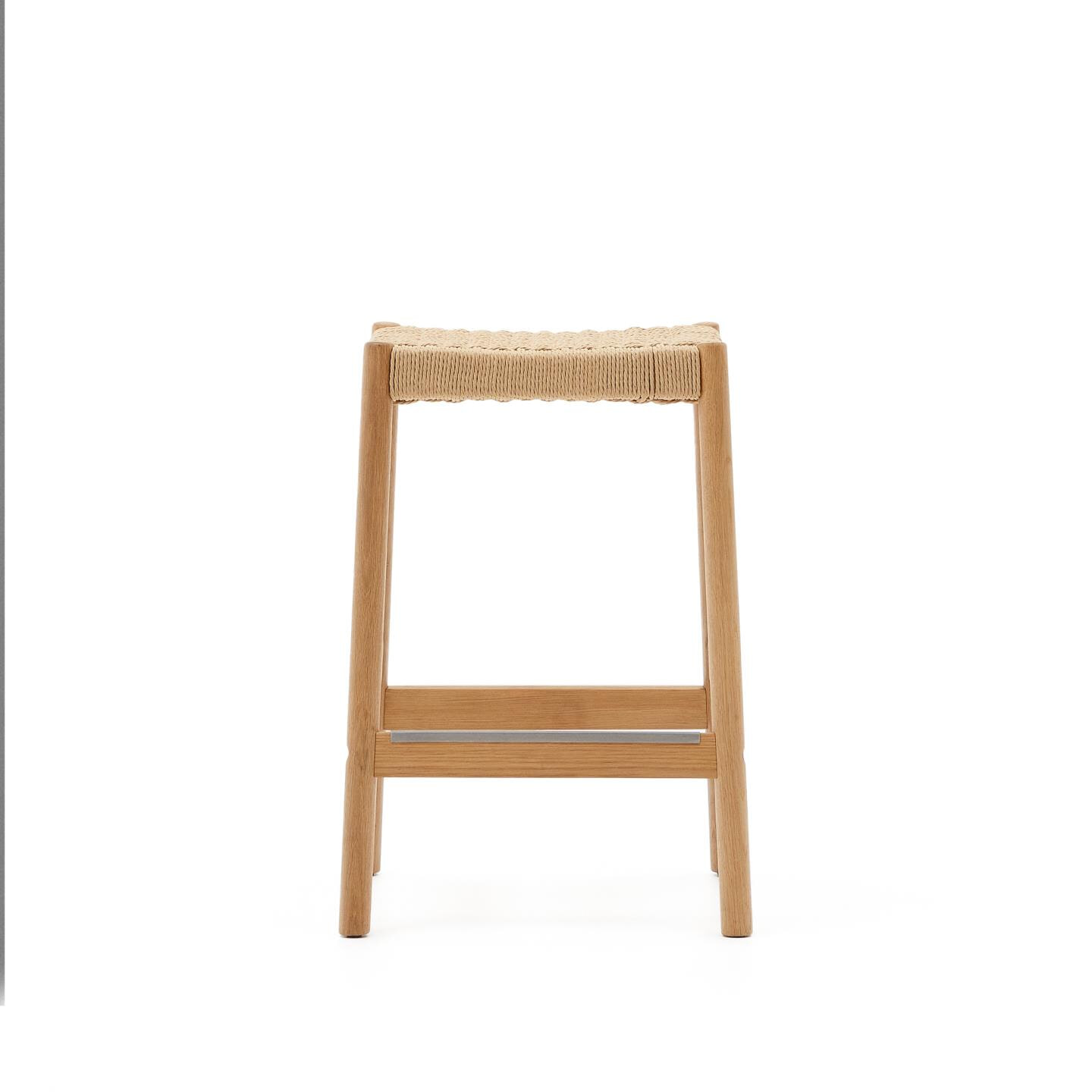 Kave Home Barkruk 'Yalia' Eikenhout, kleur Naturel (zithoogte 66cm)