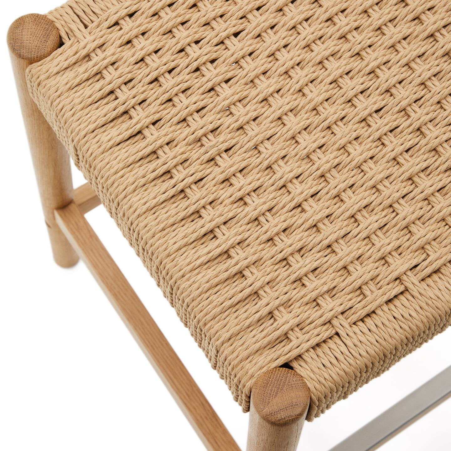 Kave Home Barkruk 'Yalia' Eikenhout, kleur Naturel (zithoogte 66cm)