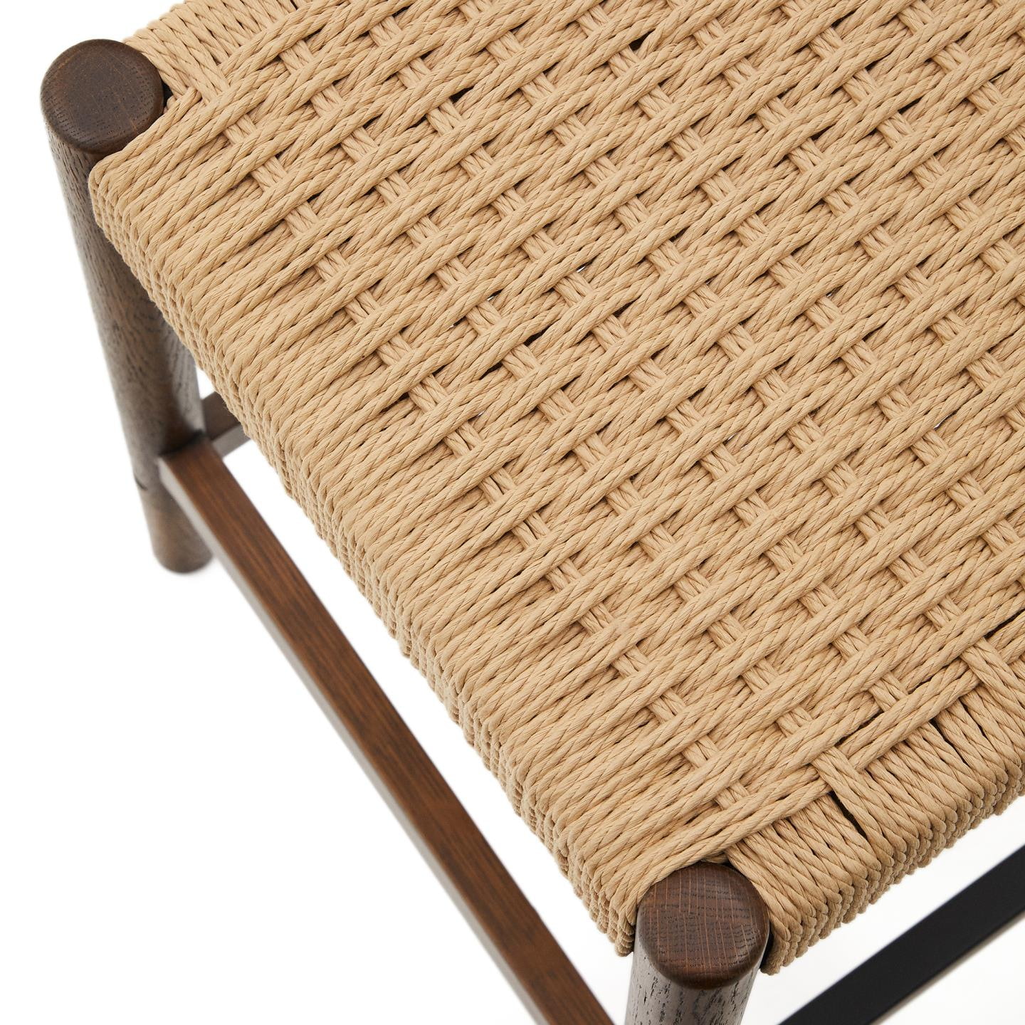 Kave Home Barkruk 'Yalia' Eikenhout, kleur Walnoot (zithoogte 66cm)