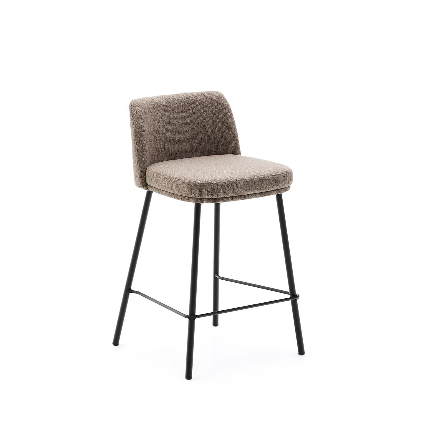 Kave Home Barkruk Minami Chenille - Bruin (zithoogte 65cm)