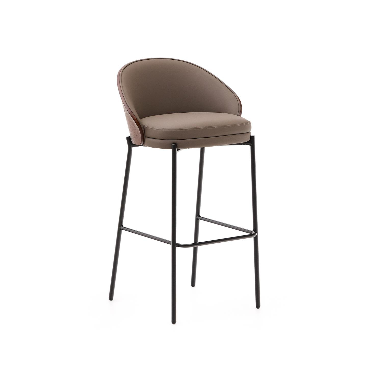 Kave Home Barkruk Eamy Lederlook - Bruin (zithoogte 77cm)
