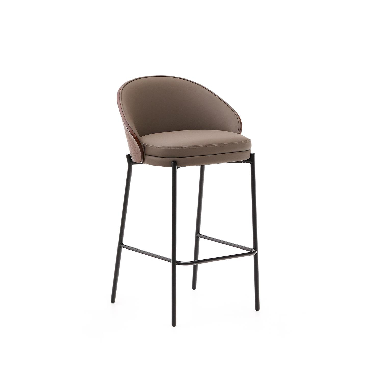 Kave Home Barkruk Eamy Lederlook - Bruin (zithoogte 65cm)