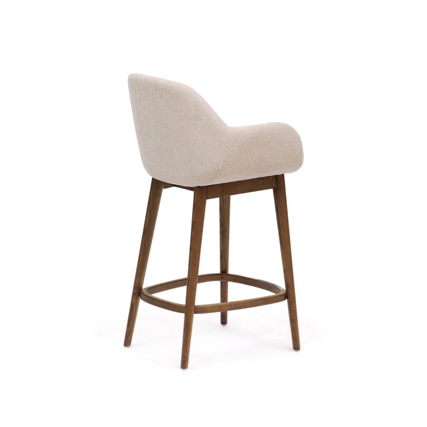 Kave Home Barkruk 'Konna' Essenhout en stof, kleur Beige/Bruin (zithoogte 66cm)