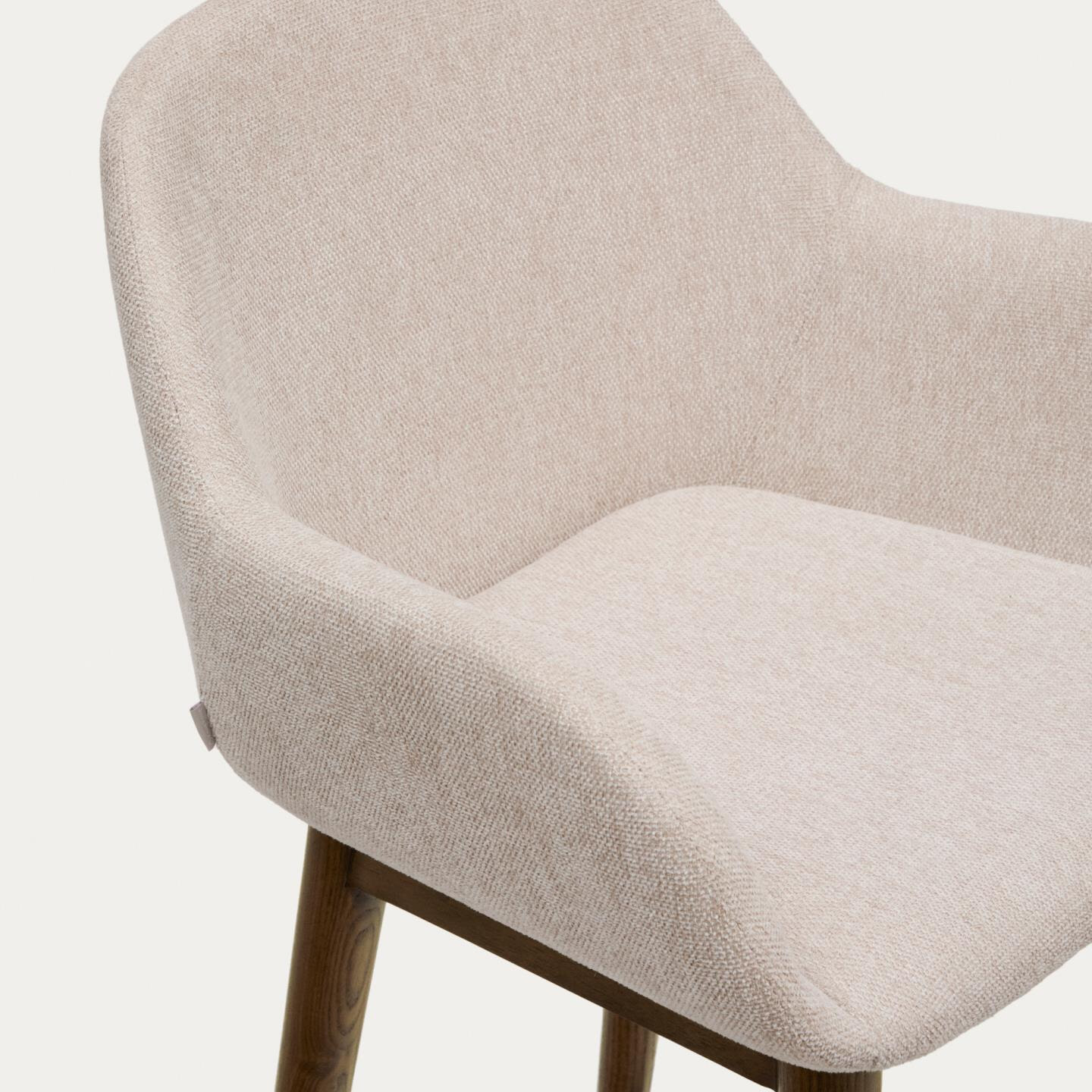 Kave Home Barkruk 'Konna' Essenhout en stof, kleur Beige/Bruin (zithoogte 66cm)