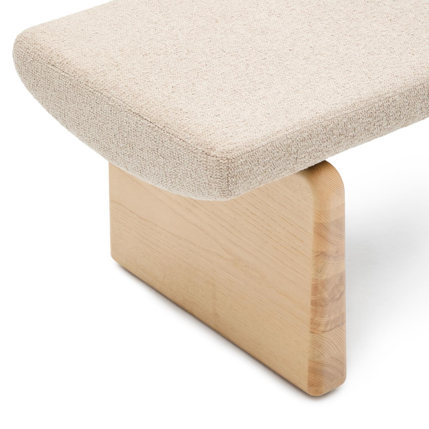 Kave Home Bankje 'Topaz' Chenille en essenhout, 150cm, kleur Naturel