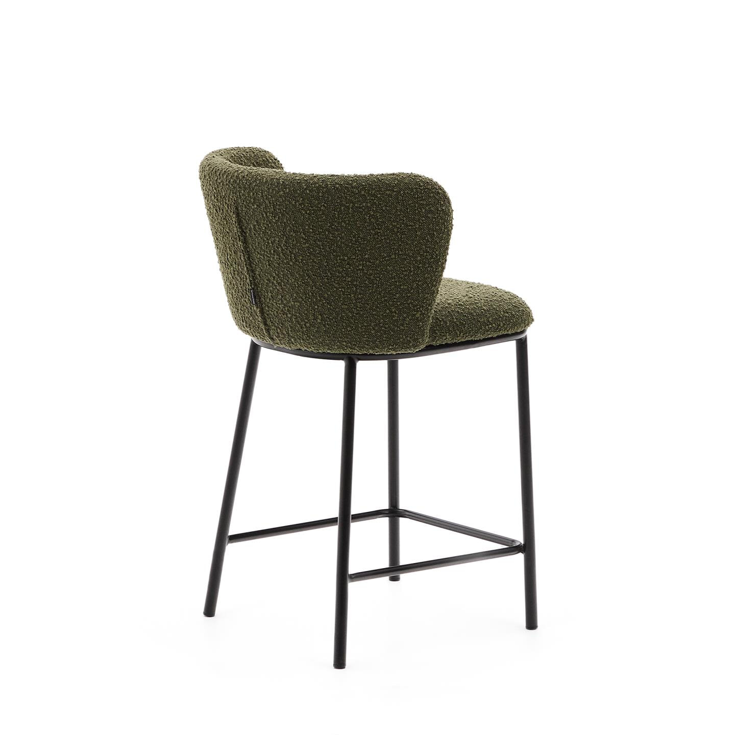 Kave Home Barkruk 'Ciselia' Bouclé, kleur Groen (zithoogte 65cm)