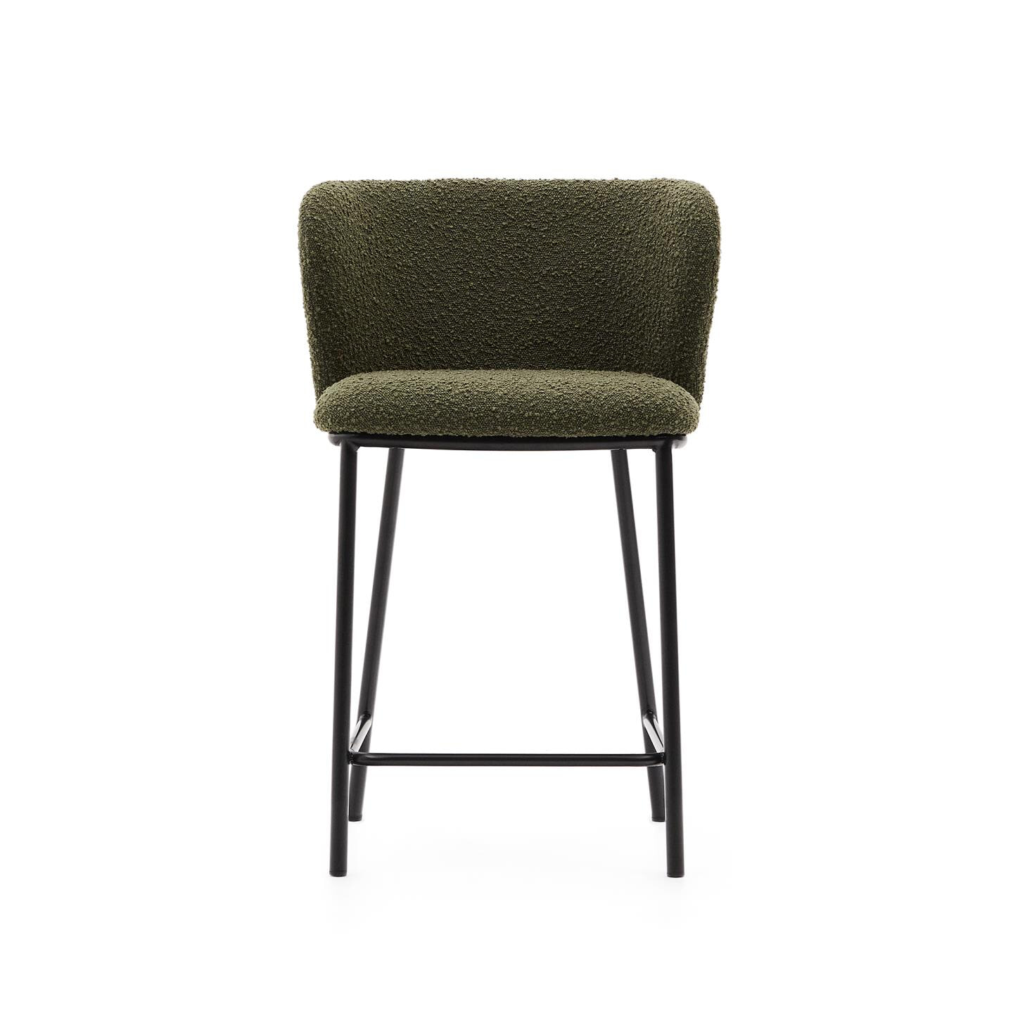 Kave Home Barkruk 'Ciselia' Bouclé, kleur Groen (zithoogte 65cm)