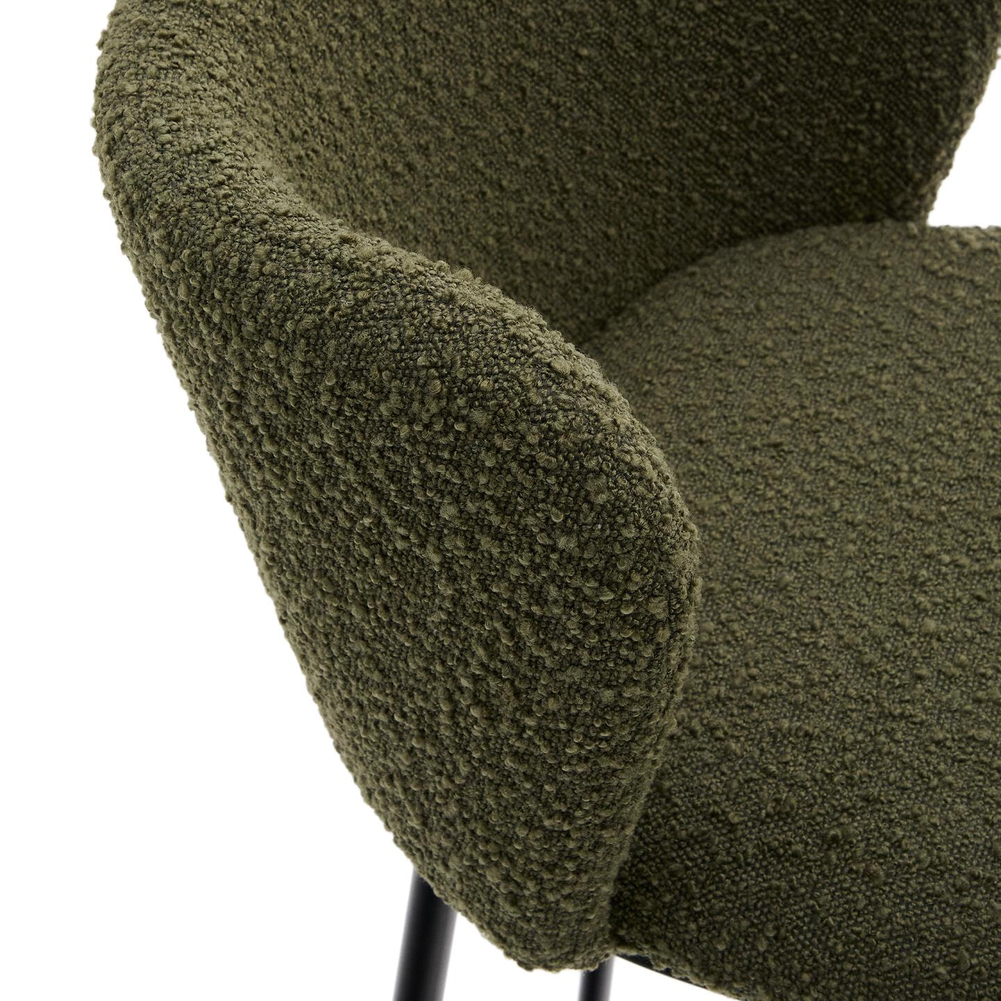 Kave Home Barkruk 'Ciselia' Bouclé, kleur Groen (zithoogte 65cm)