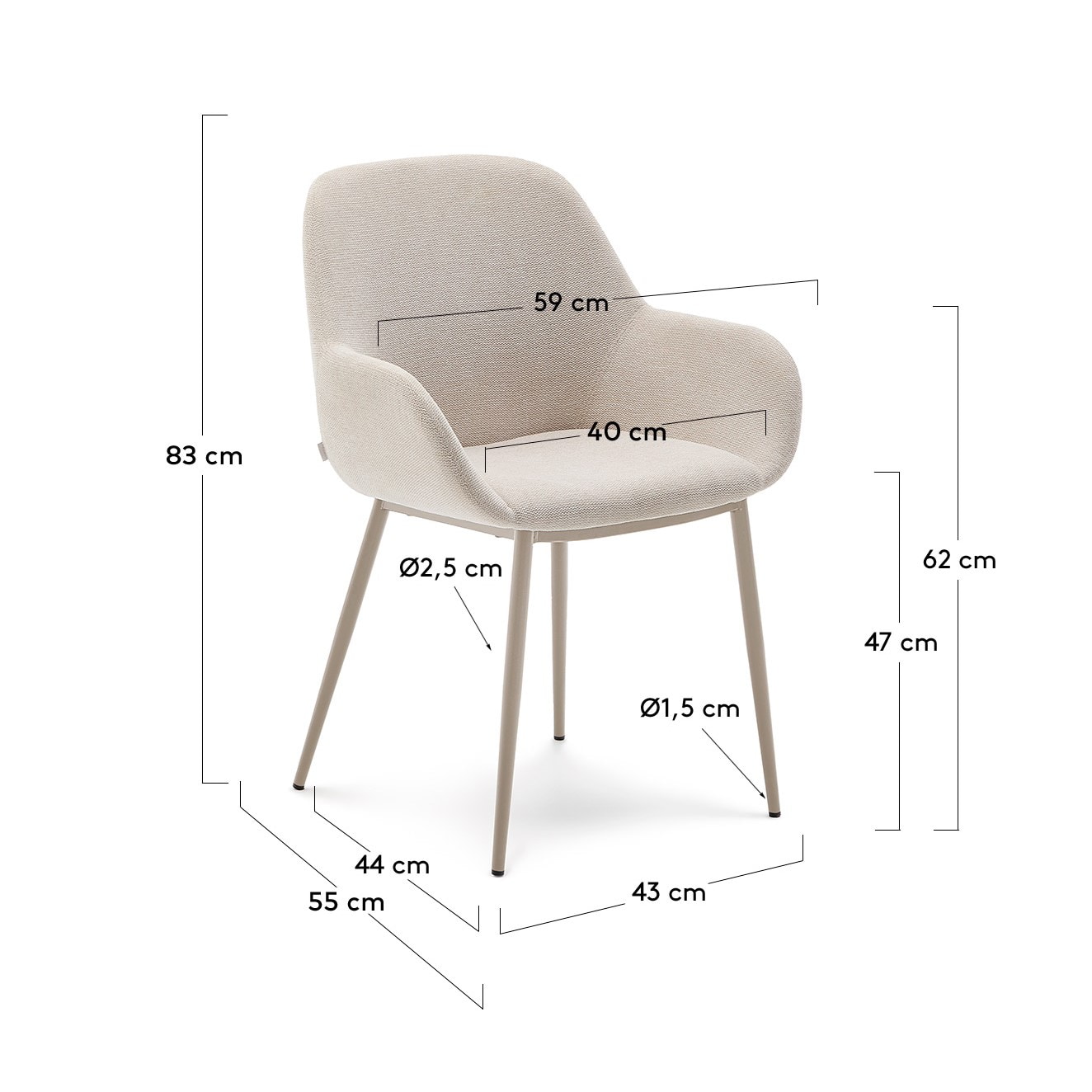Kave Home Eetkamerstoel 'Konna' kleur Beige